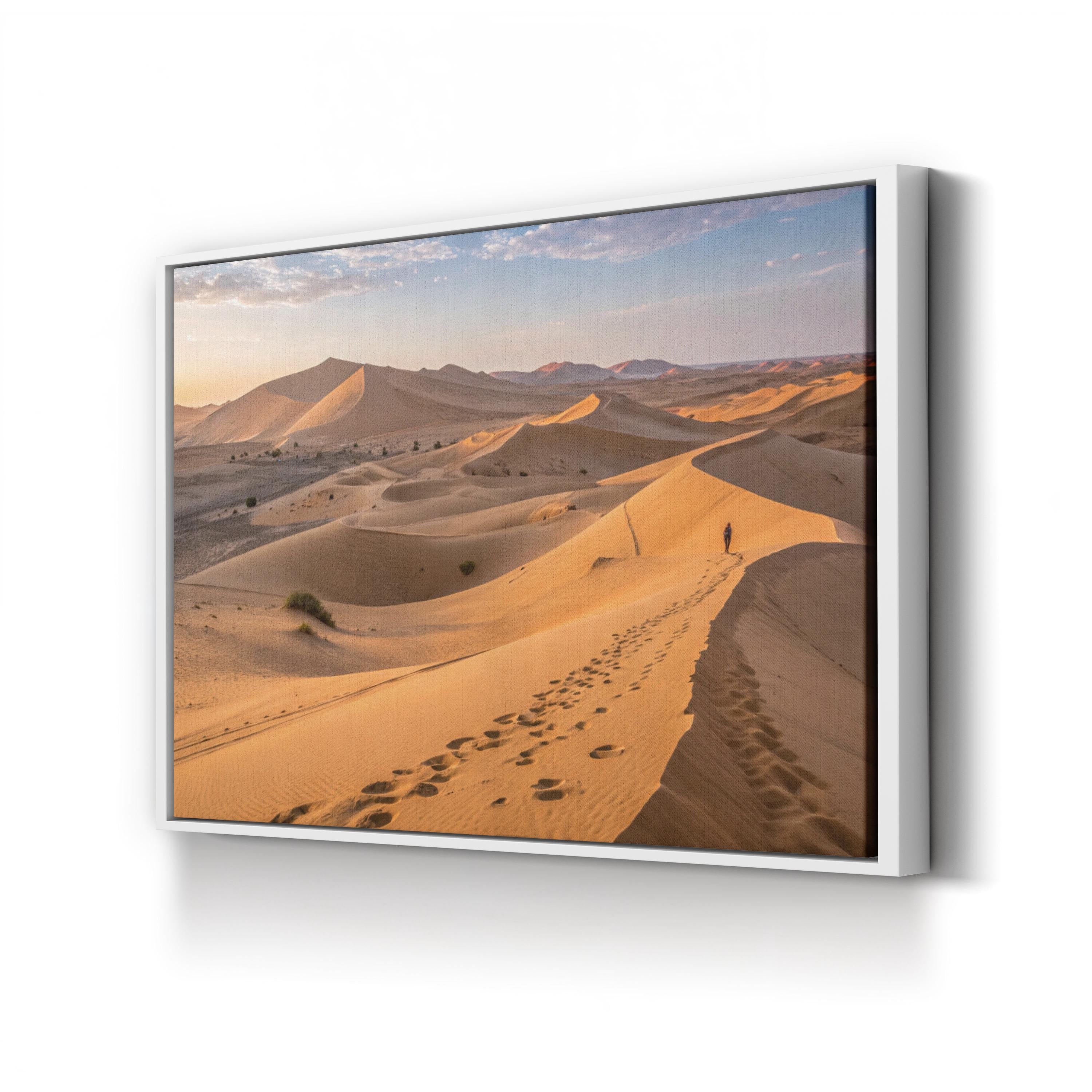 Desert Sand Dunes Traveler – Vintage Photography Wall Art | Minimalist Landscape Canvas Print