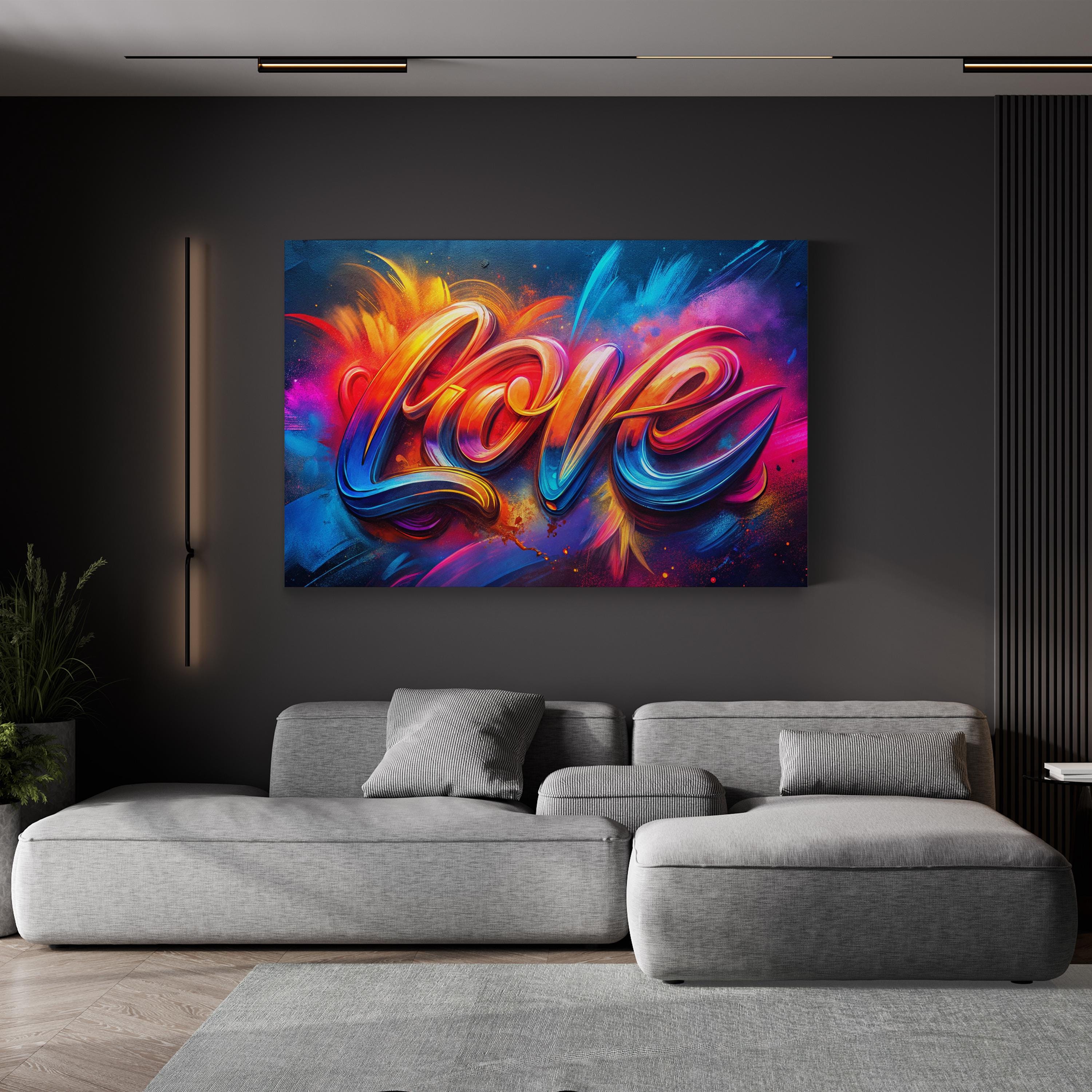 Love Calligraphy Wall Art | Vibrant Modern Typography Canvas Print