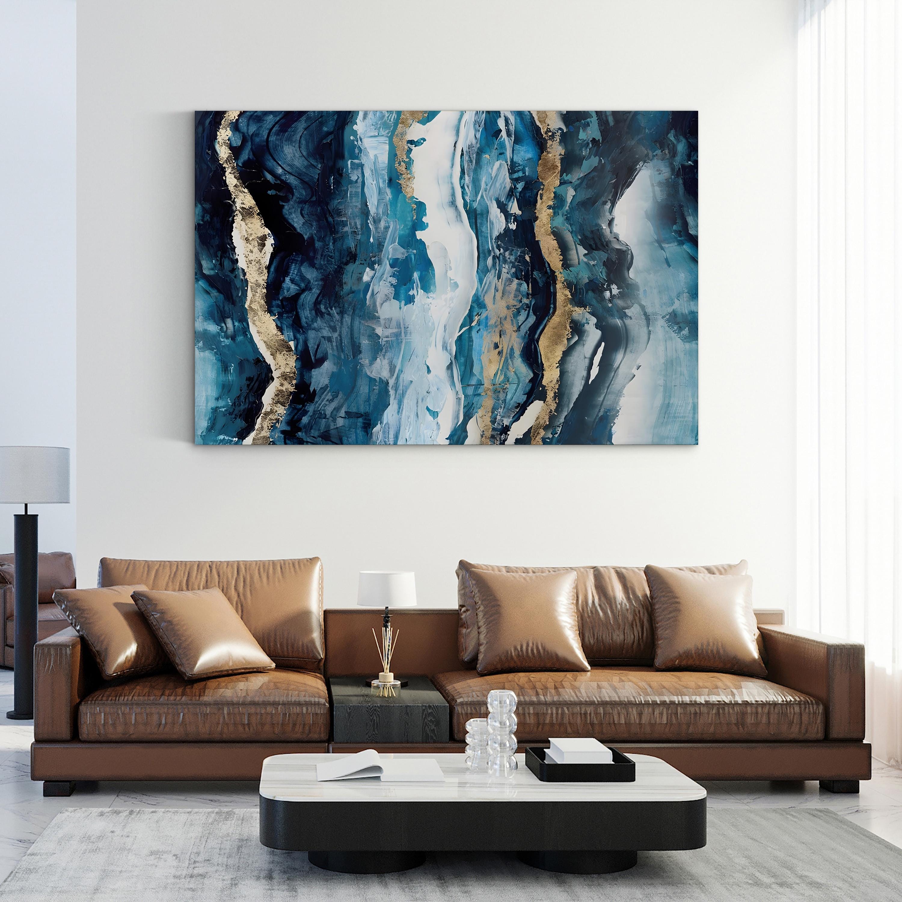Effectus I Blue & Gold Abstract – Isabelle Z Wall Art | Contemporary Abstract Canvas Print