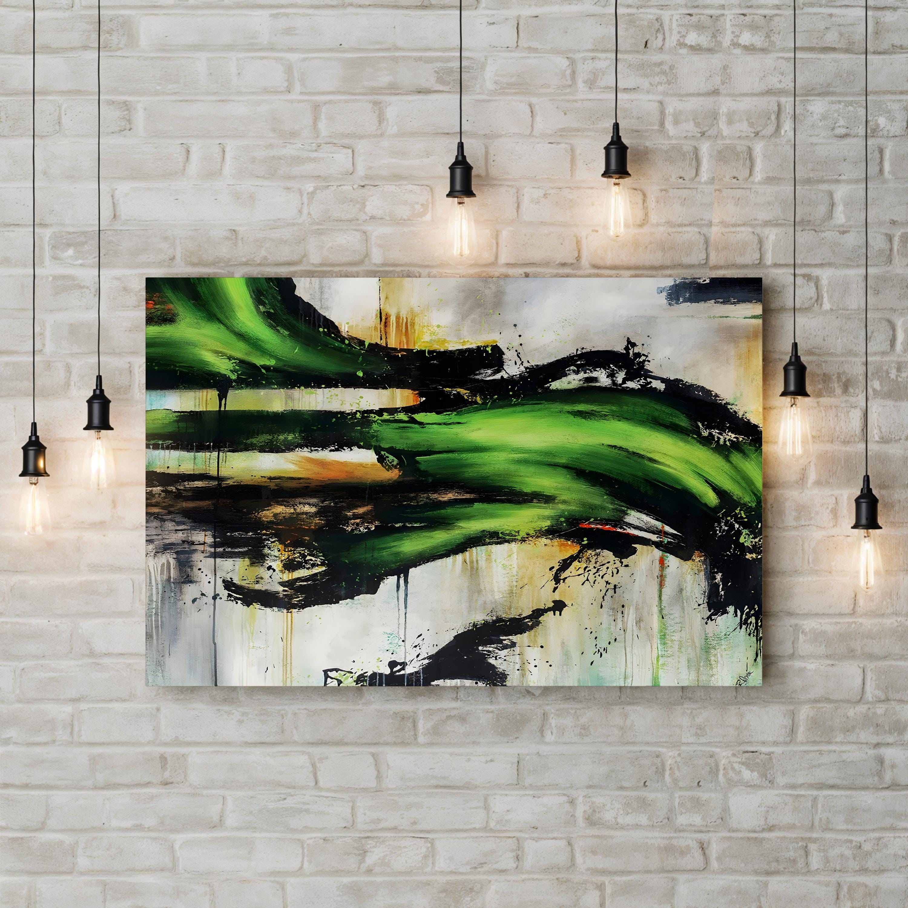 Emerald Splash Wall Art by Rikki Drotar - Abstract Cityscape Watercolor Canvas Print