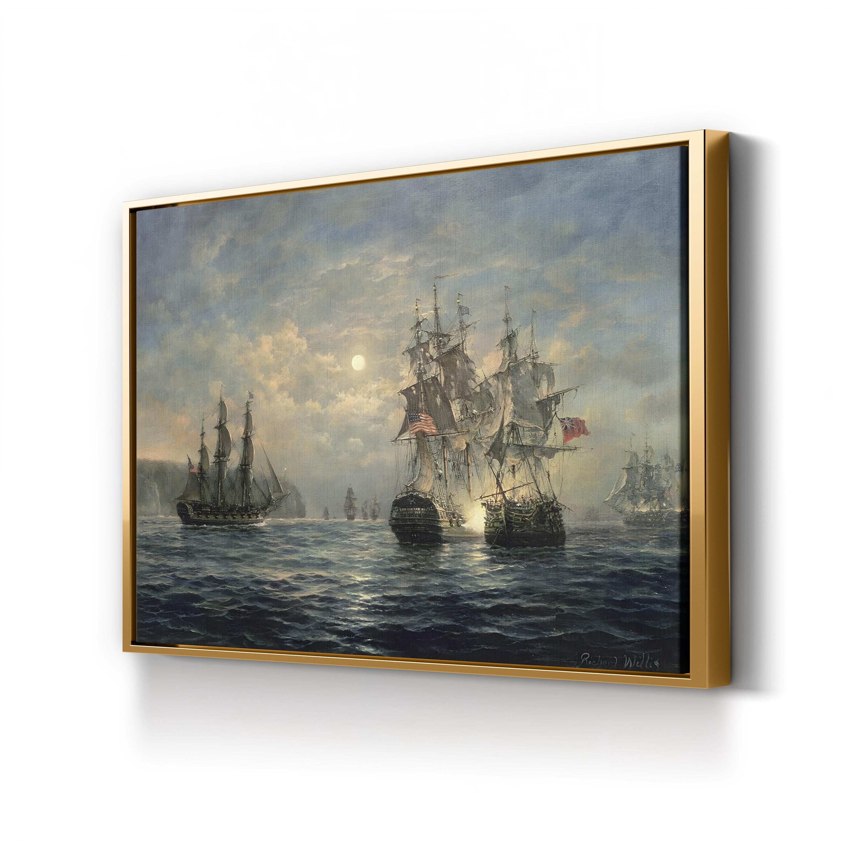 Engagement Between the Bonhomme Richard and the Serapis off Flamborough Head, 1779 Wall Art by Richard Willis