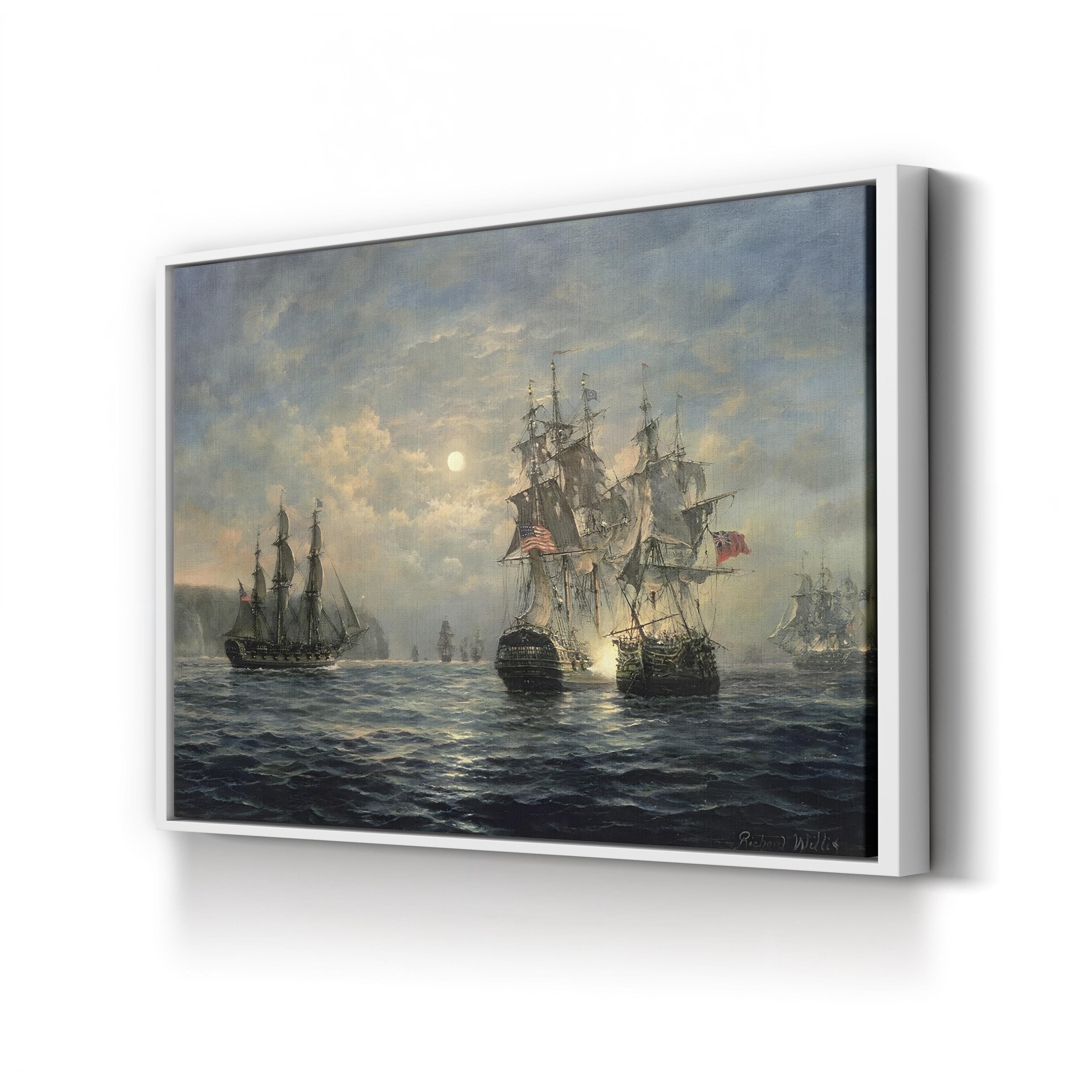 Engagement Between the Bonhomme Richard and the Serapis off Flamborough Head, 1779 Wall Art by Richard Willis