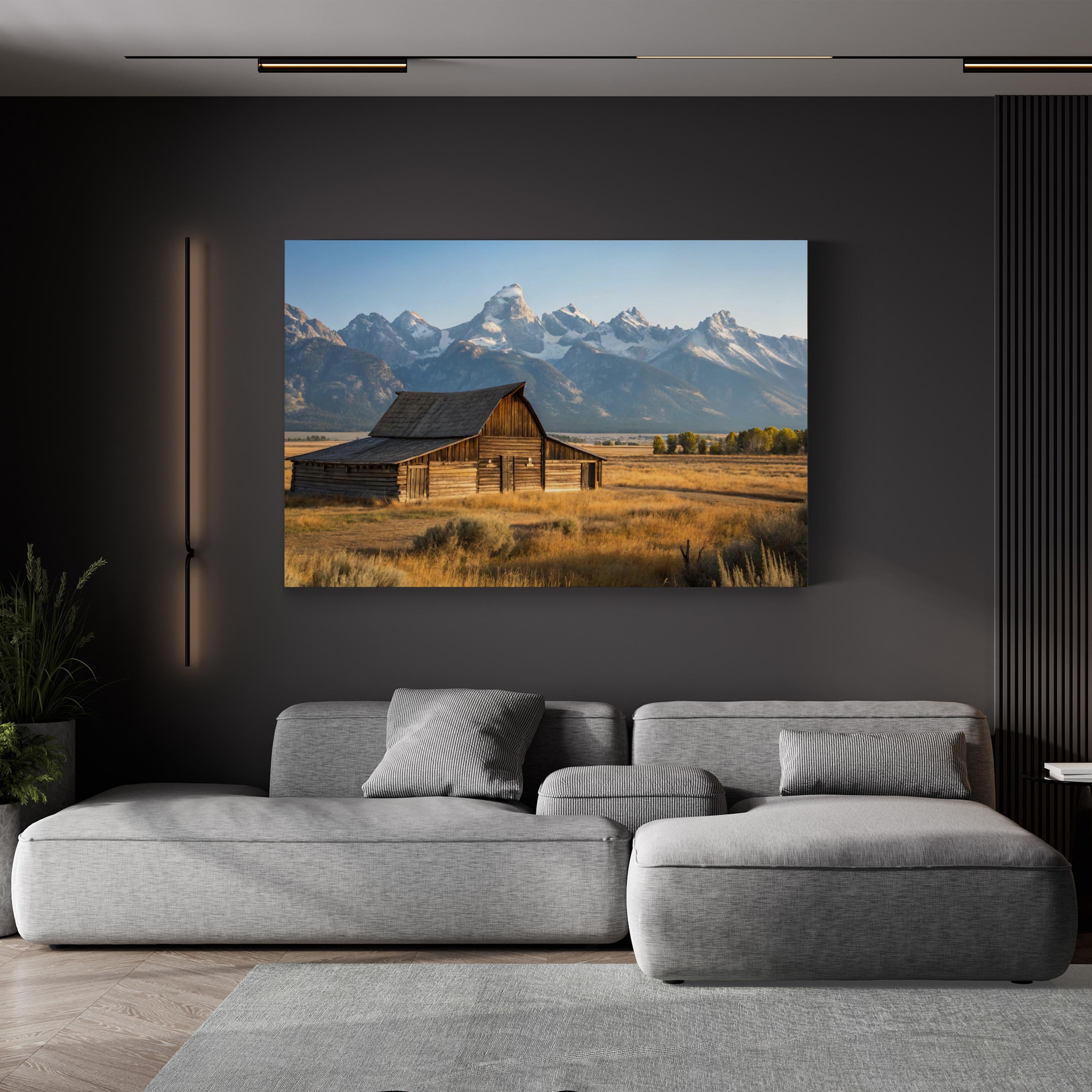 Grand Tetons Barn – Vintage Photography Wall Art | Rustic Western Canvas Print