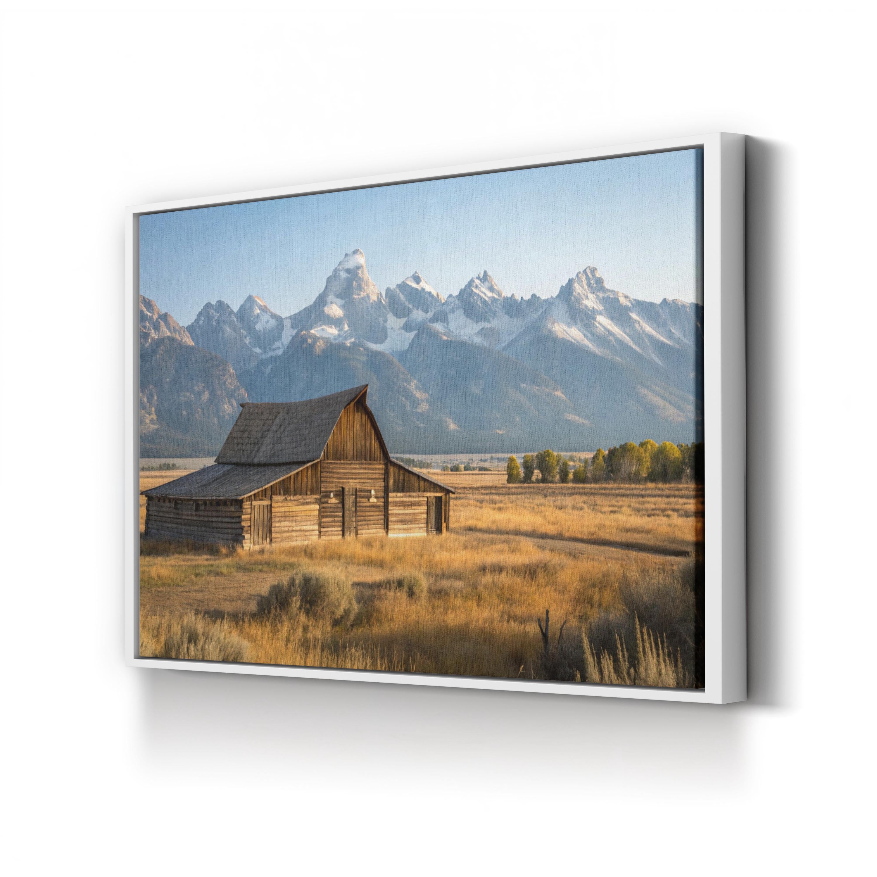 Grand Tetons Barn – Vintage Photography Wall Art | Rustic Western Canvas Print