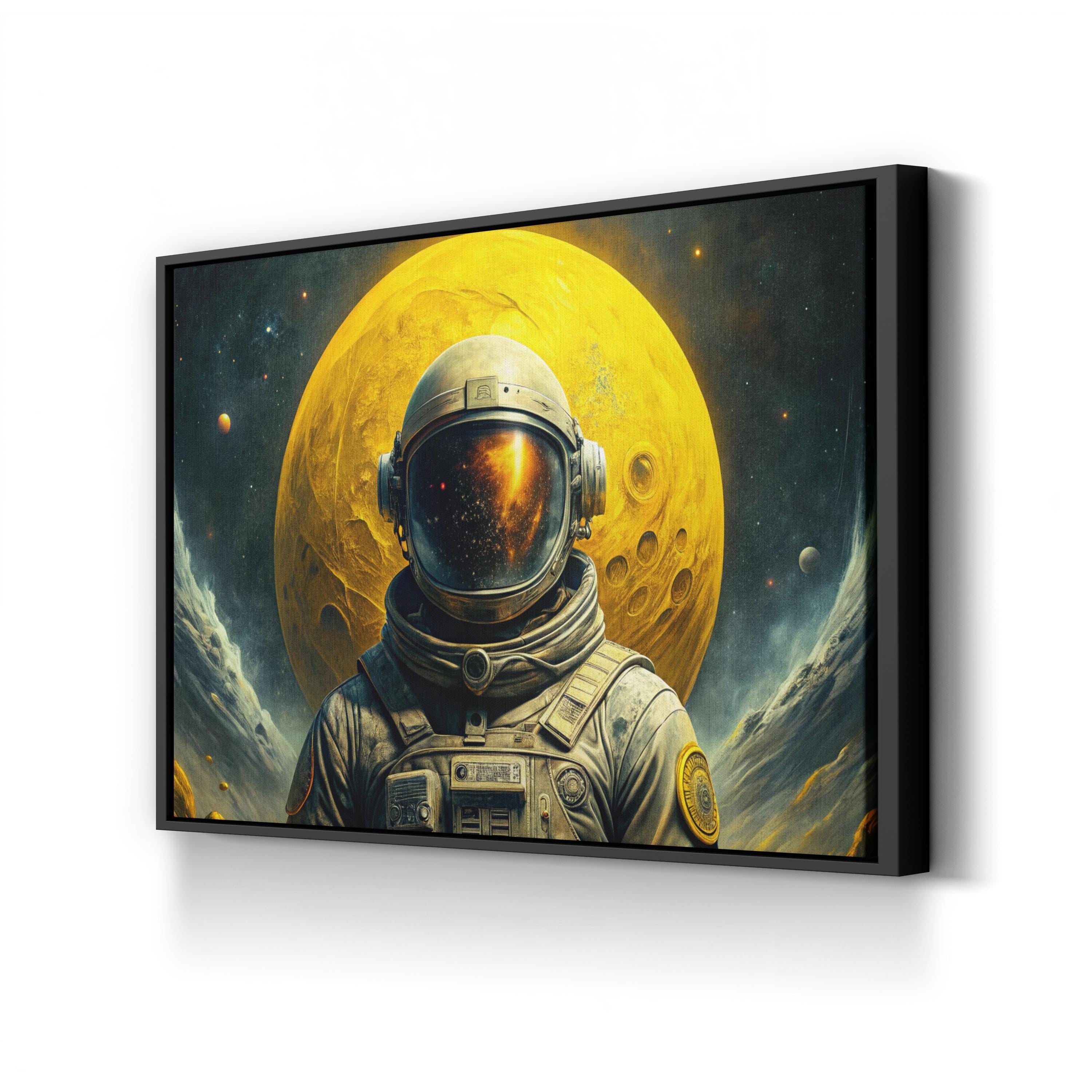 Moon Man Astronaut – Period Illustration Wall Art | Space Exploration Canvas Print