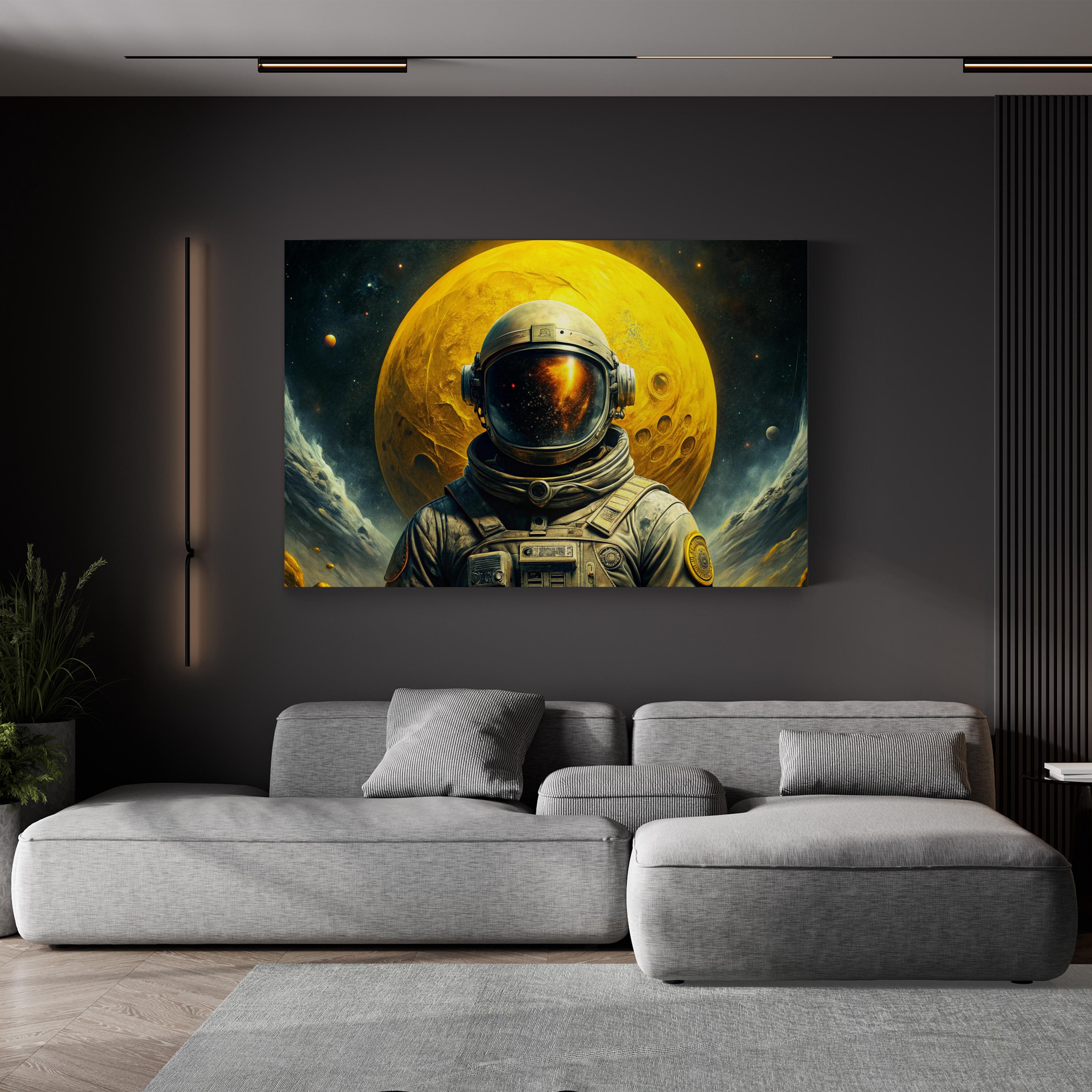 Moon Man Astronaut – Period Illustration Wall Art | Space Exploration Canvas Print