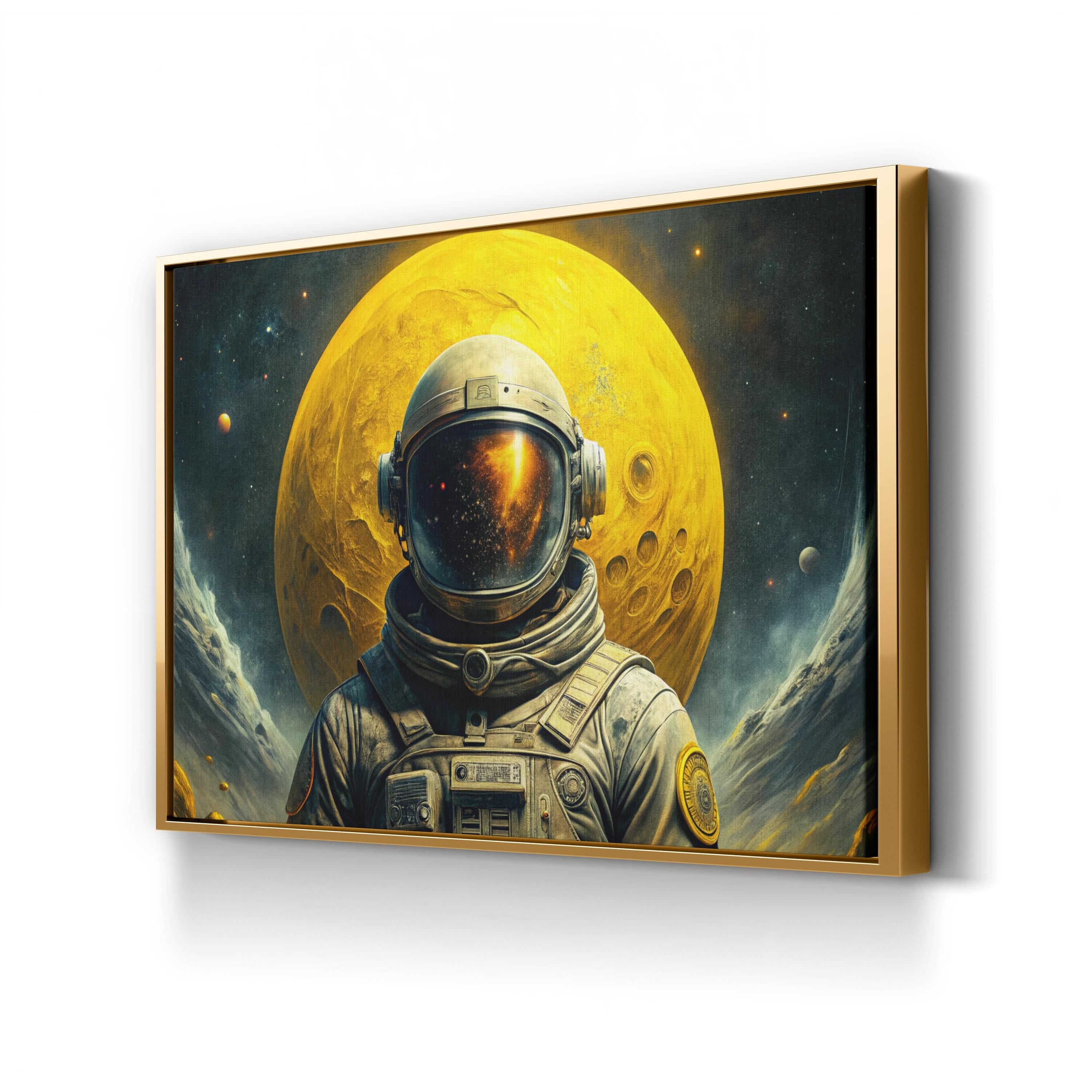 Moon Man Astronaut – Period Illustration Wall Art | Space Exploration Canvas Print