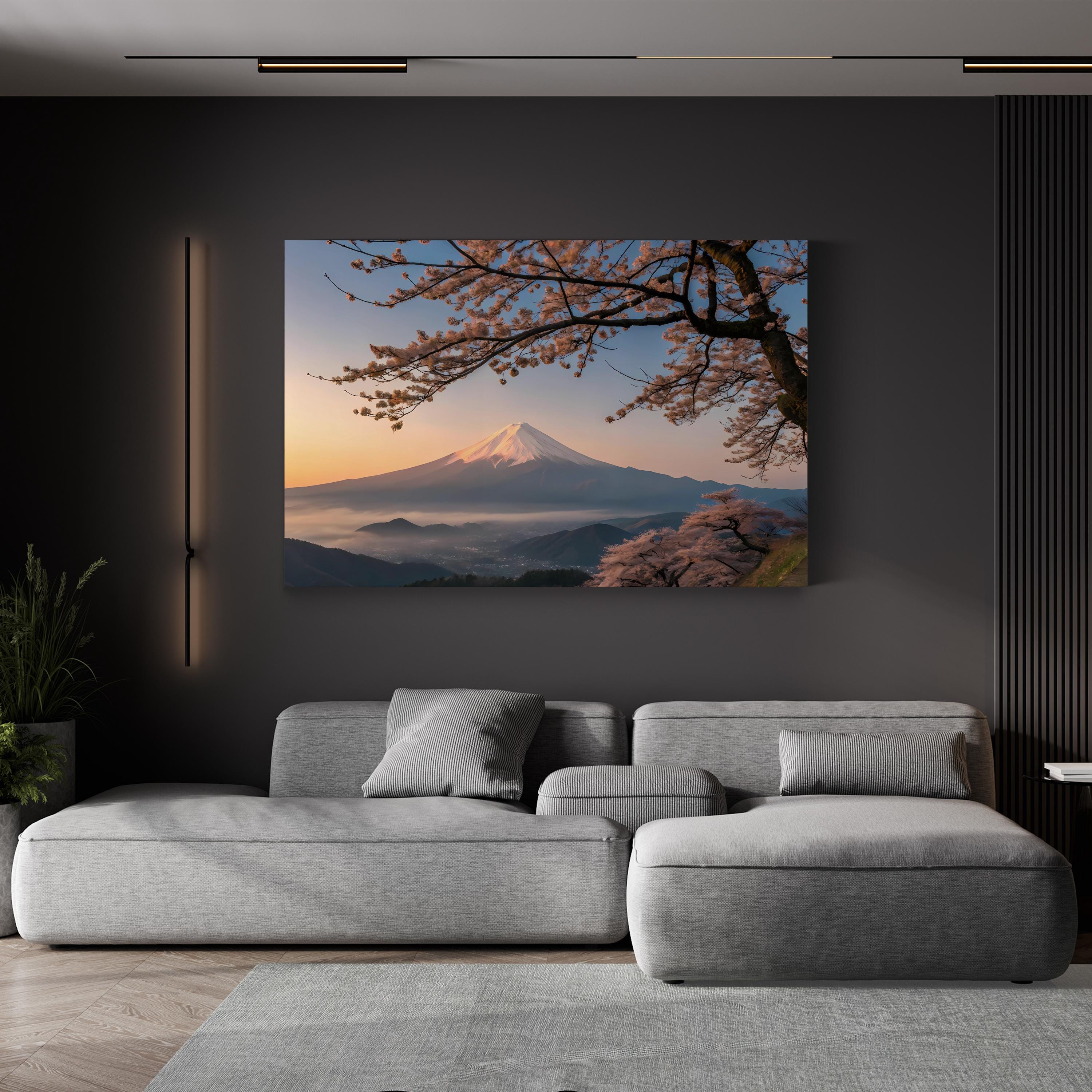 Mount Fuji Cherry Blossom – Vintage Photography Wall Art | Japanese Landscape Canvas Print