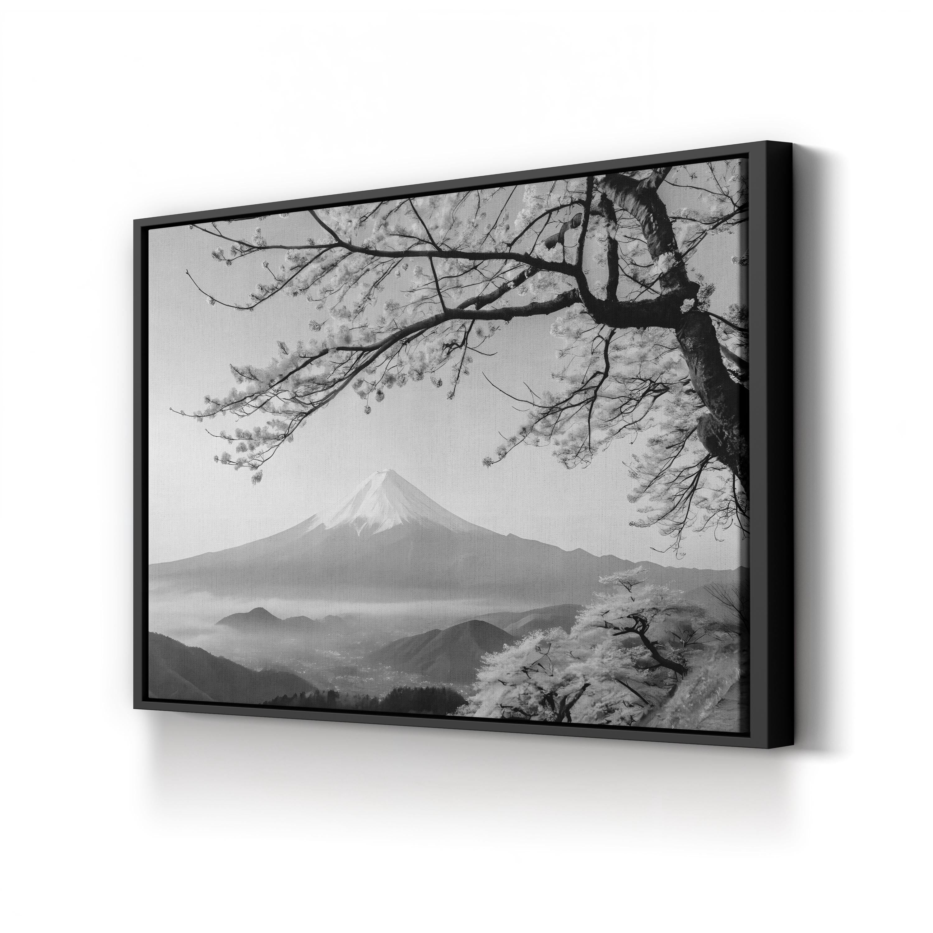 Black and White Mount Fuji  in Honshu, Japan Landscape Wall Art