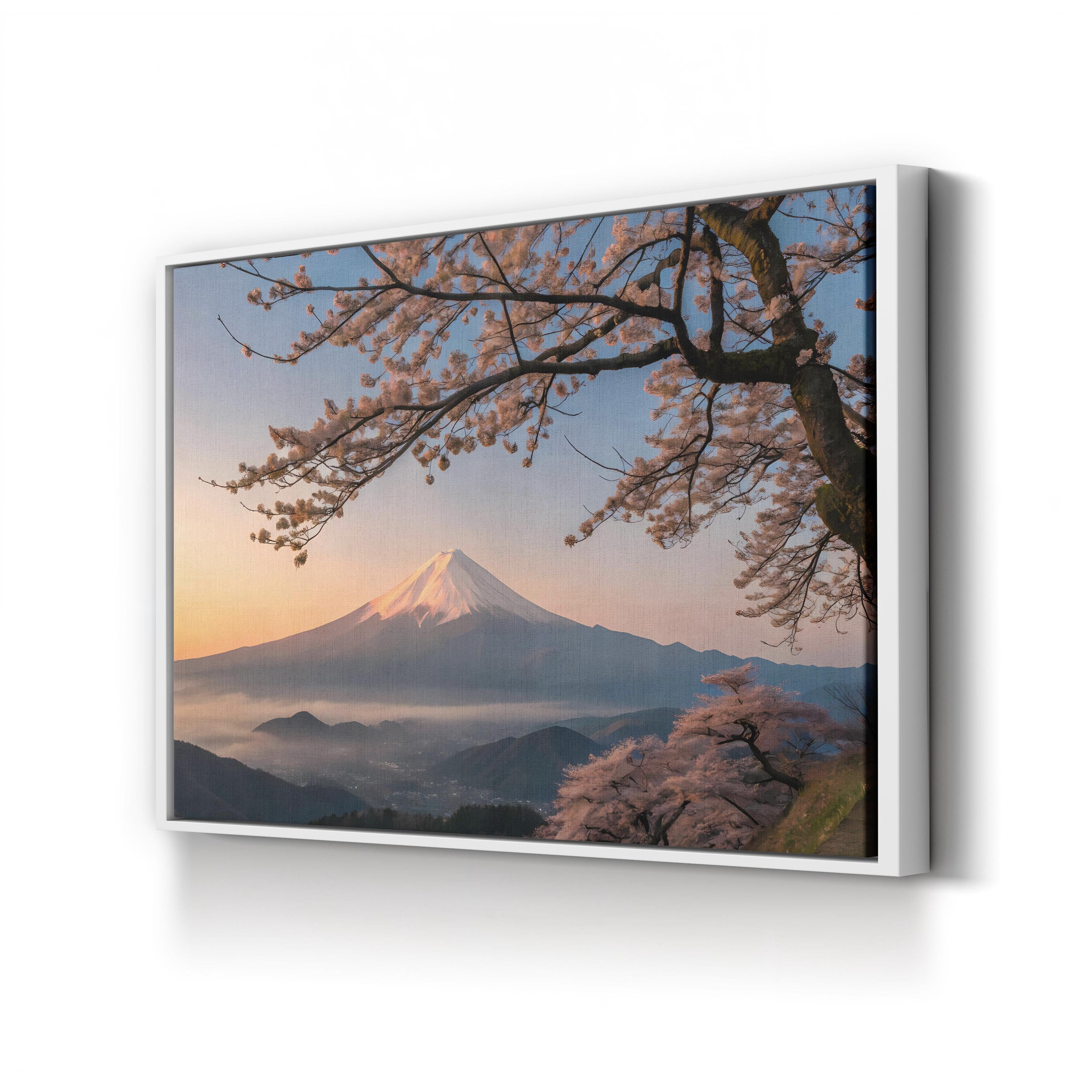 Mount Fuji Cherry Blossom – Vintage Photography Wall Art | Japanese Landscape Canvas Print