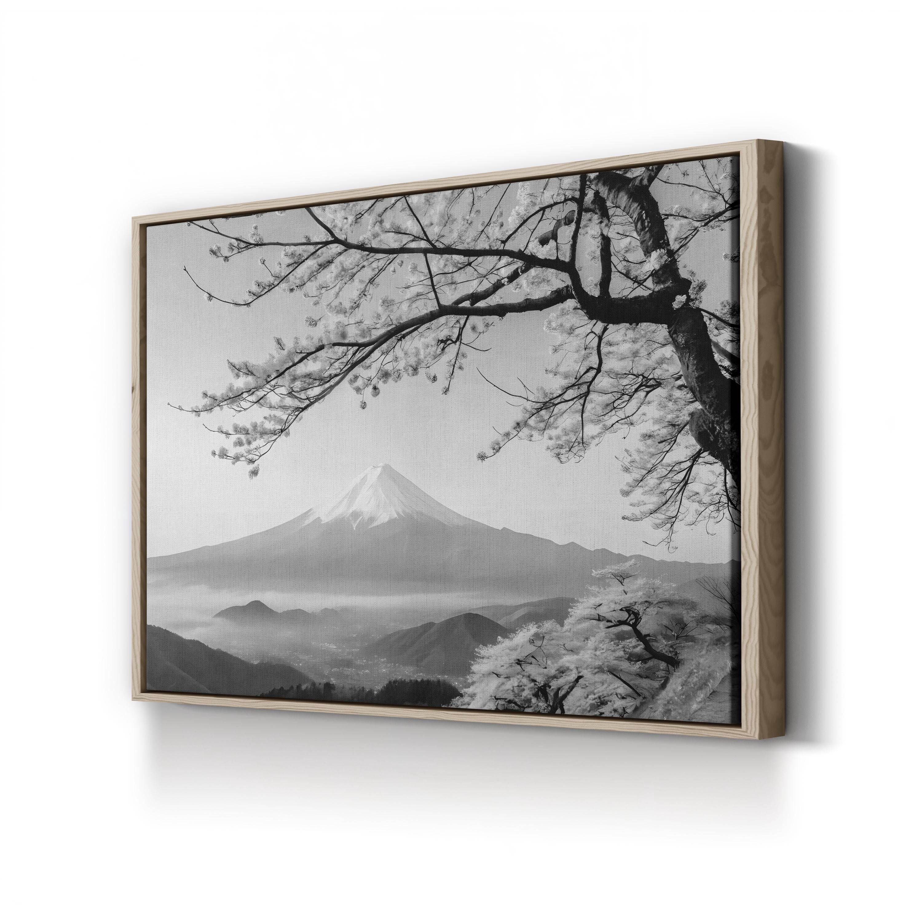 Black and White Mount Fuji  in Honshu, Japan Landscape Wall Art