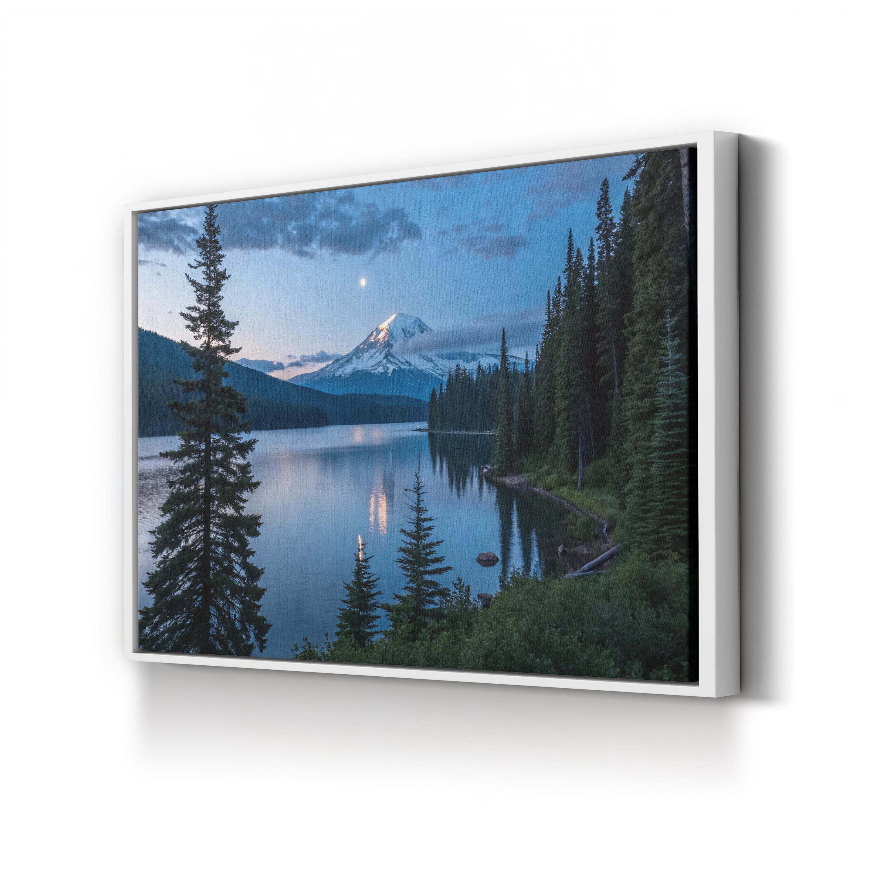 Mount Hood Canvas Art – Full Moon Night Landscape