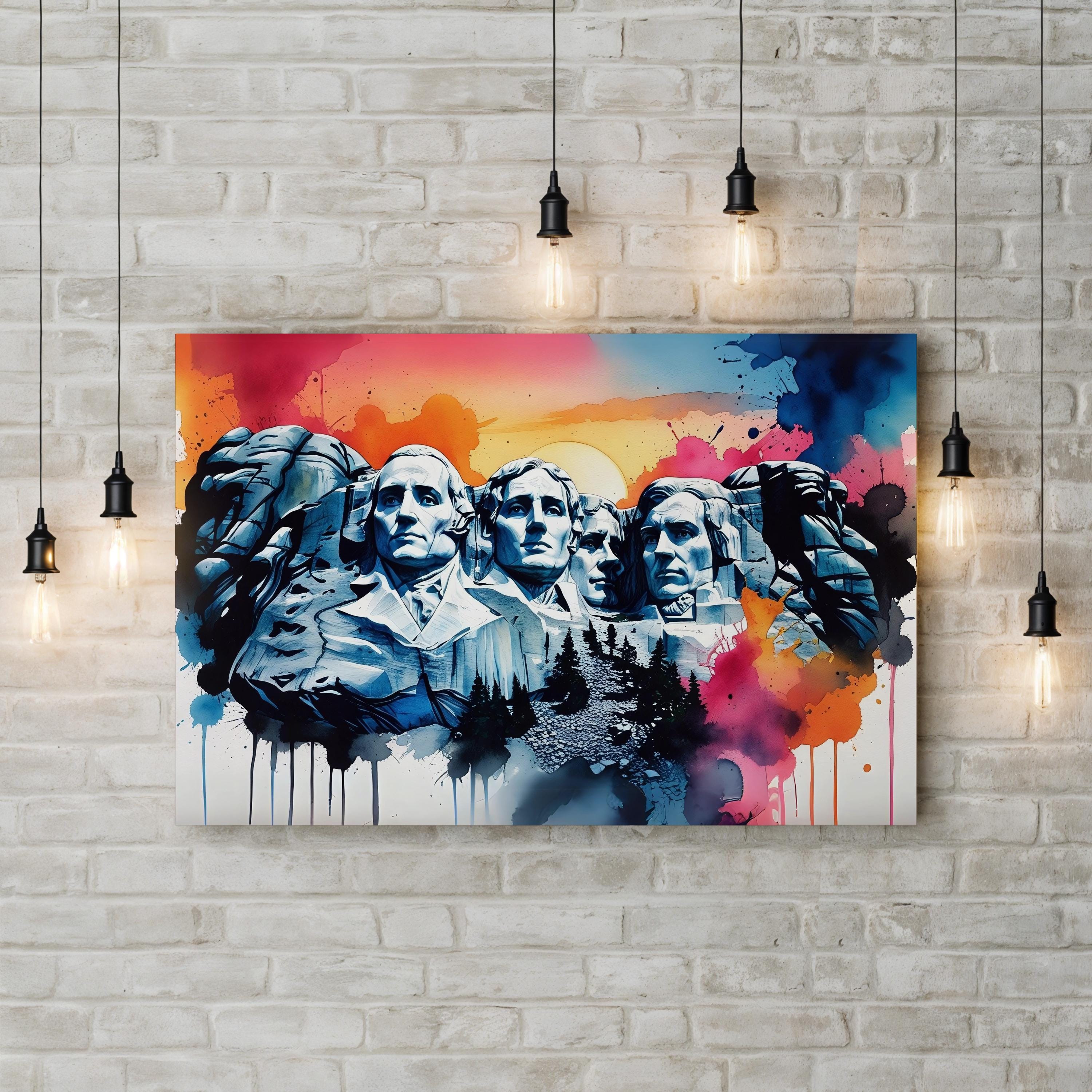 Mount Rushmore Landmark – Period Illustration Wall Art | American Canvas Print