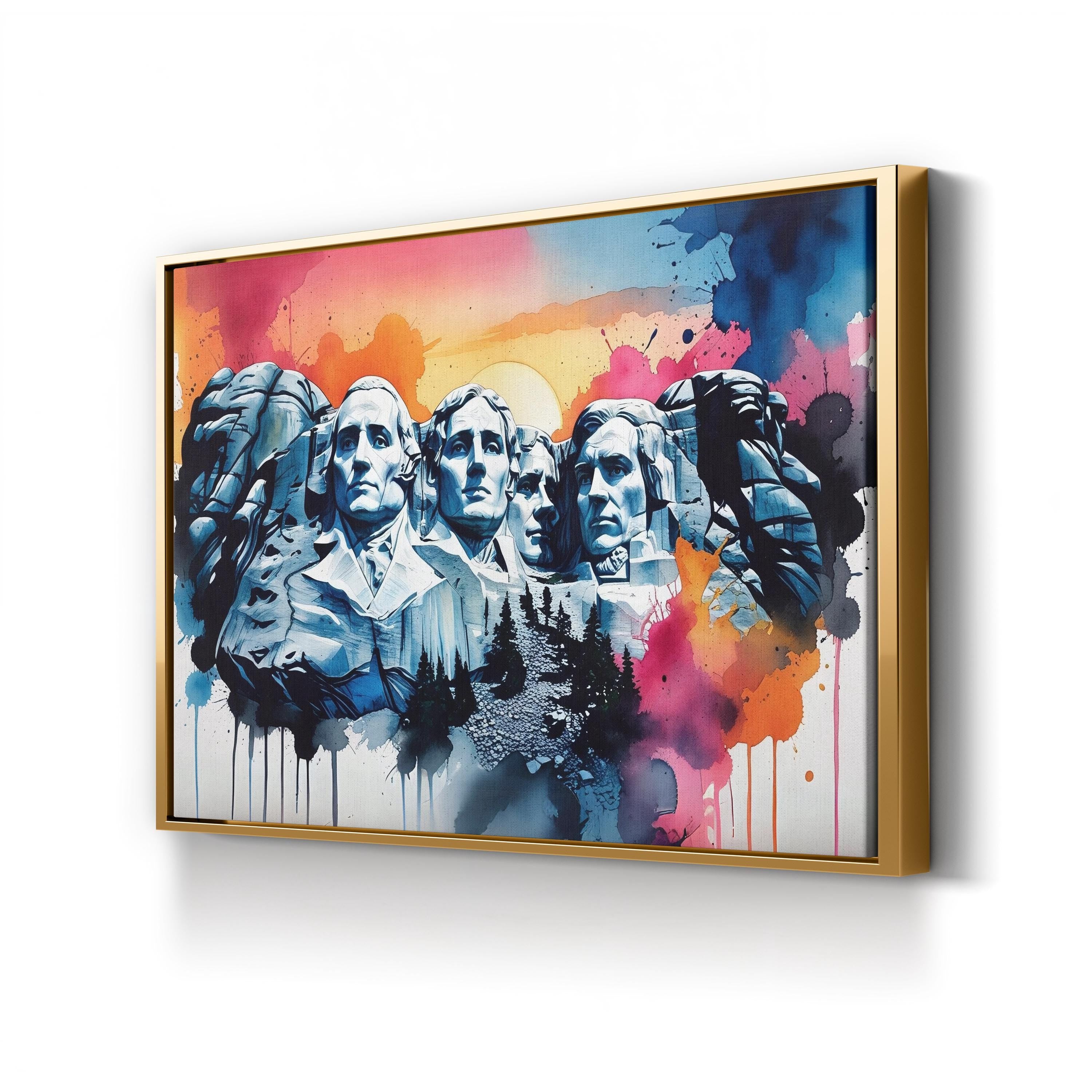 Mount Rushmore Landmark – Period Illustration Wall Art | American Canvas Print