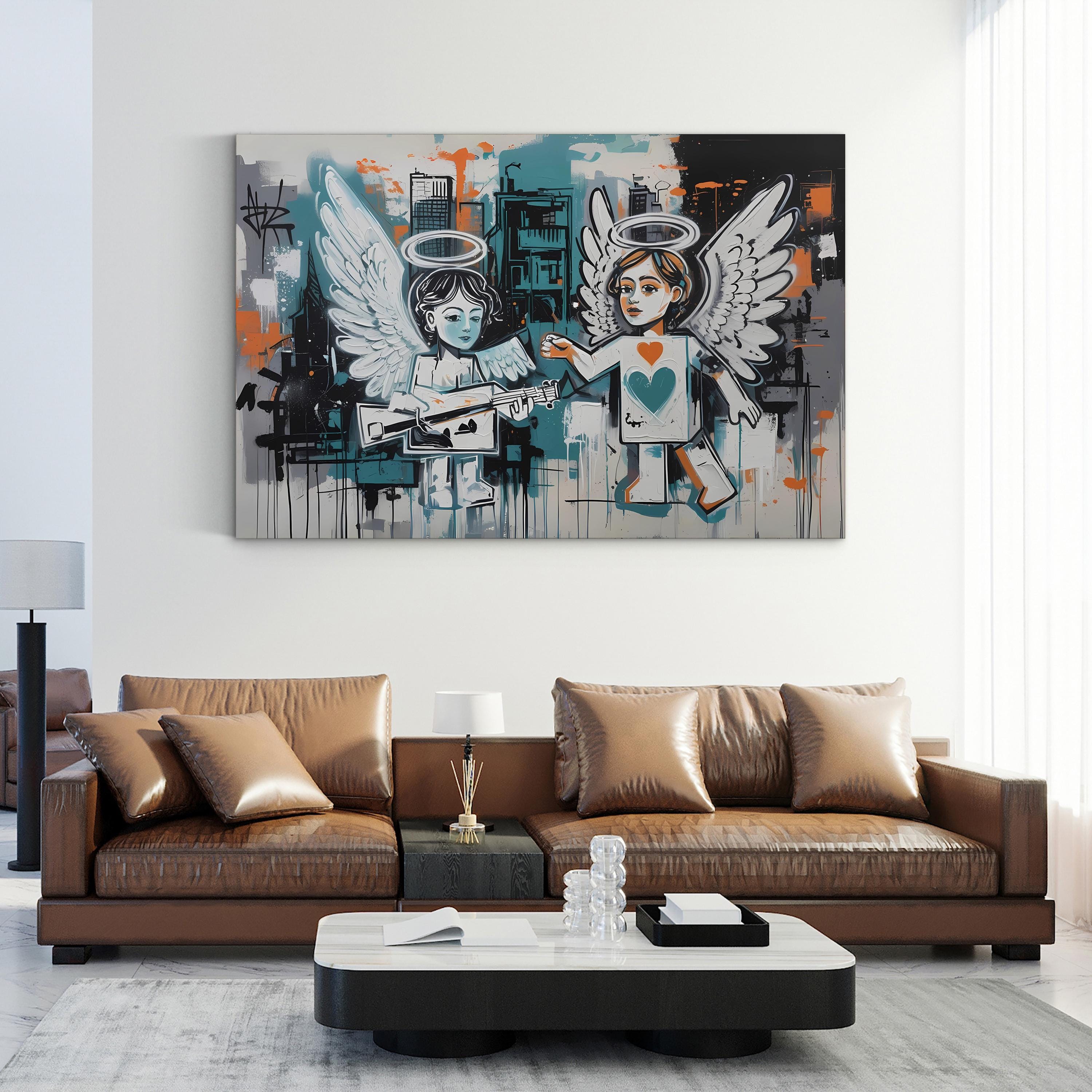 Music Muse Graffiti Angel – Period Illustration Wall Art | Abstract Street Canvas Print