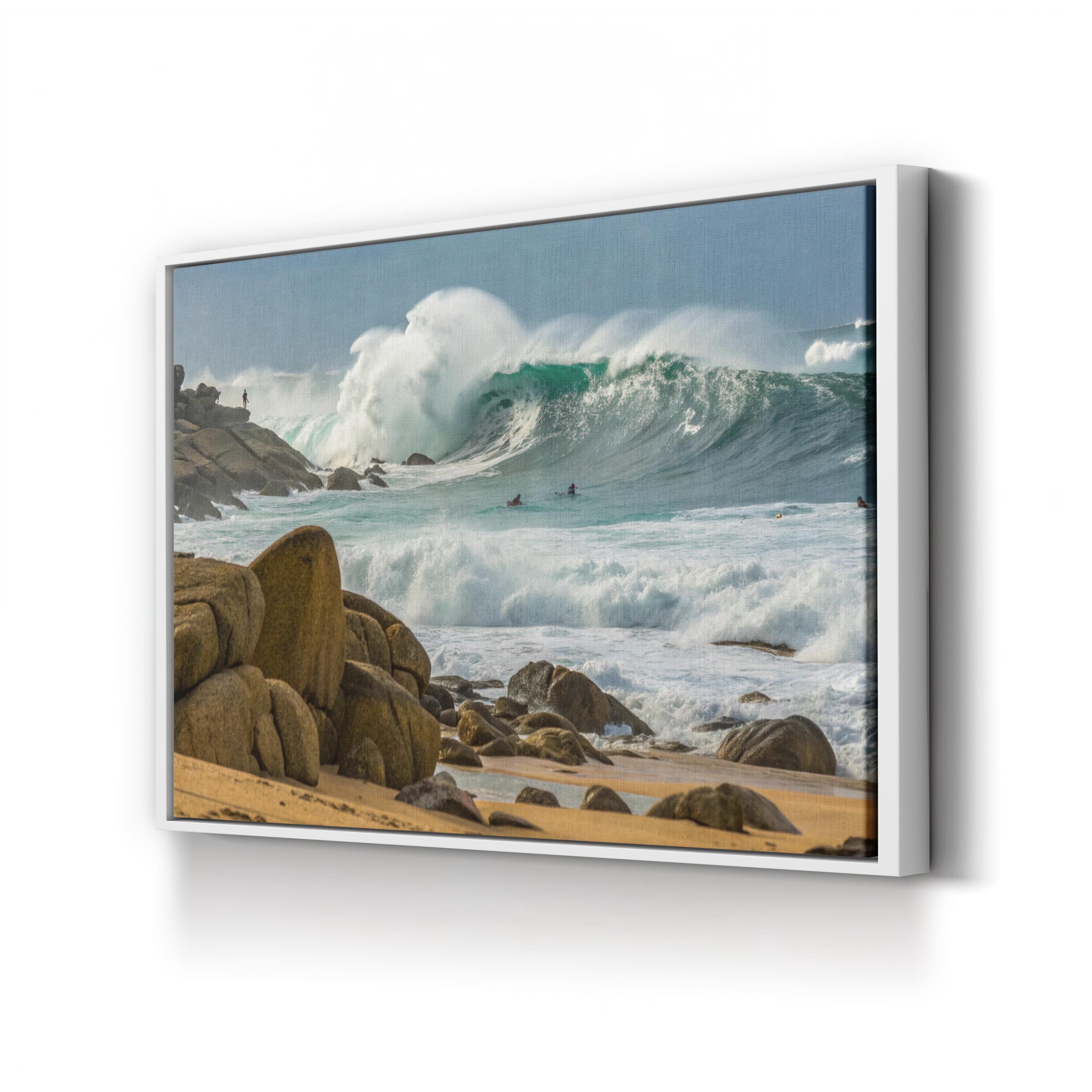 Powerful Ocean Waves — Framed Coastal Beach Seascape Canvas Wall Art