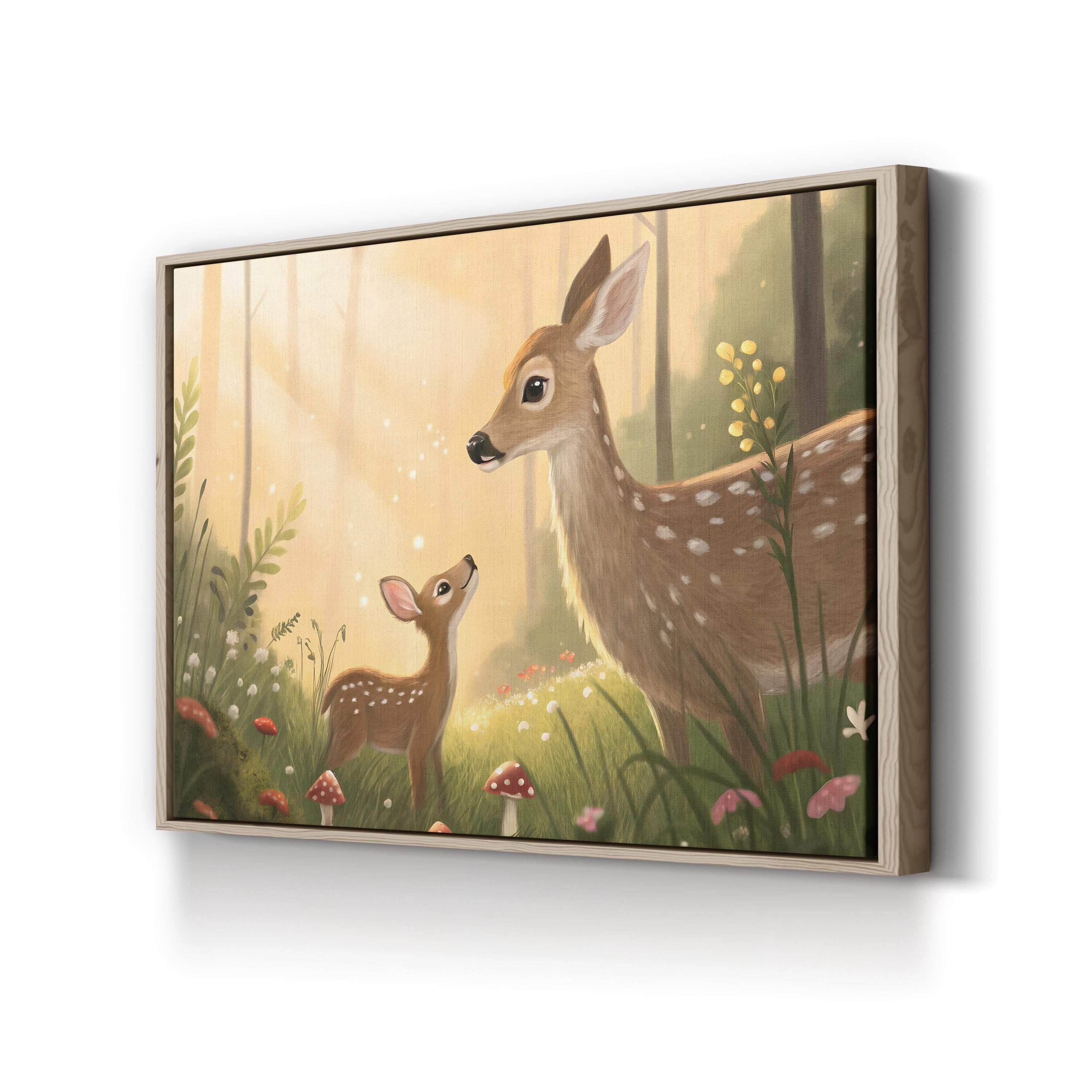 Nature’s Newborns Woodland Deer – Period Illustration Wall Art | Nursery Canvas Print
