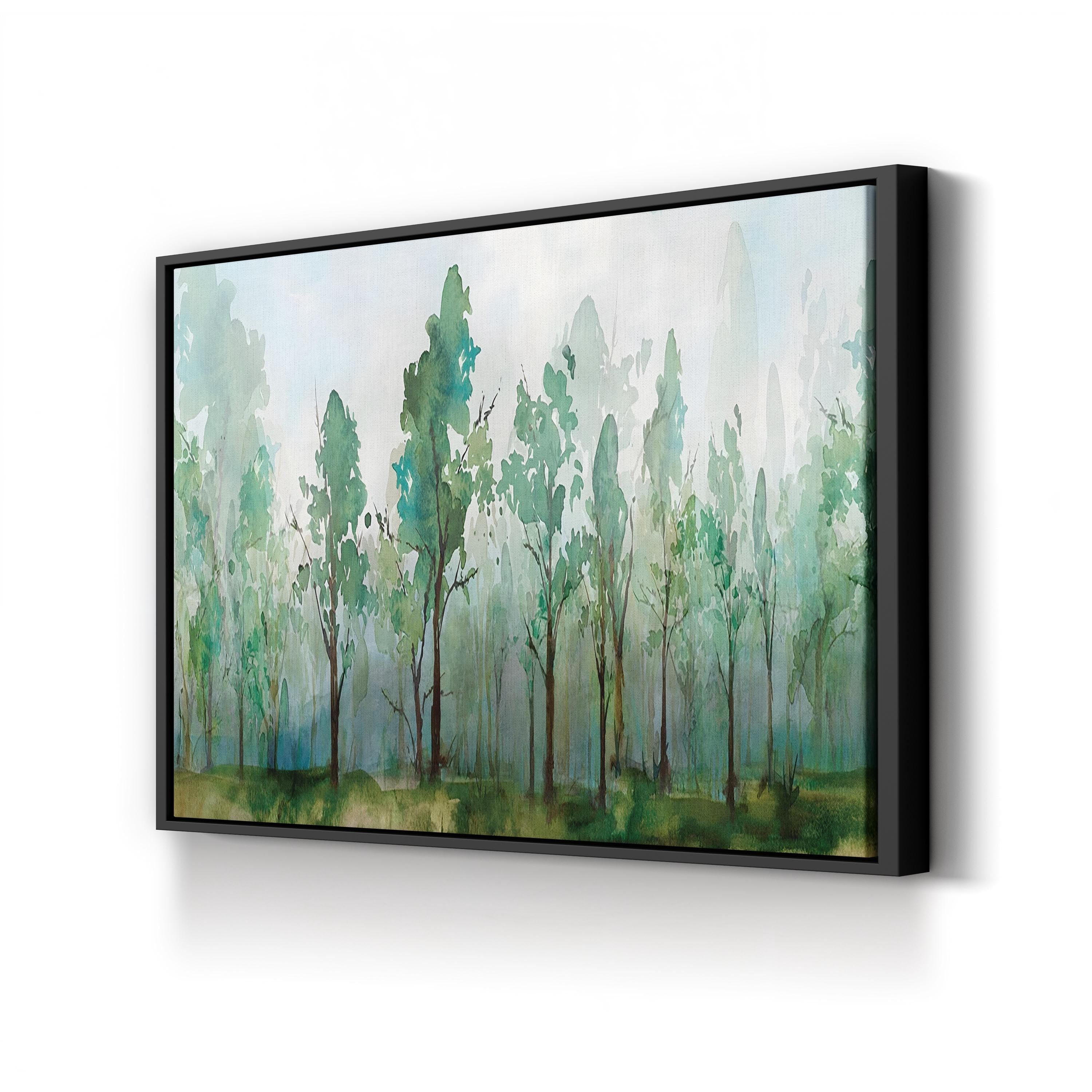 Faded Green Abstract Canvas Wall Art – Minimalist Forest Landscape by Isabelle Z