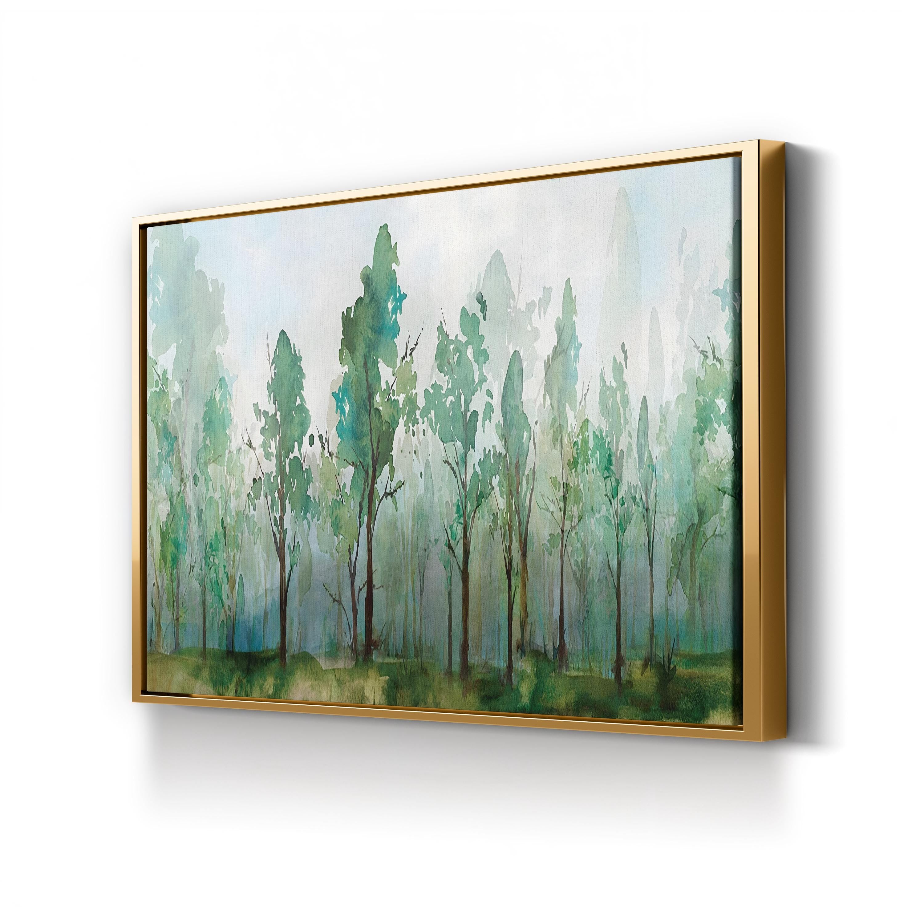 Faded Green Abstract Canvas Wall Art – Minimalist Forest Landscape by Isabelle Z