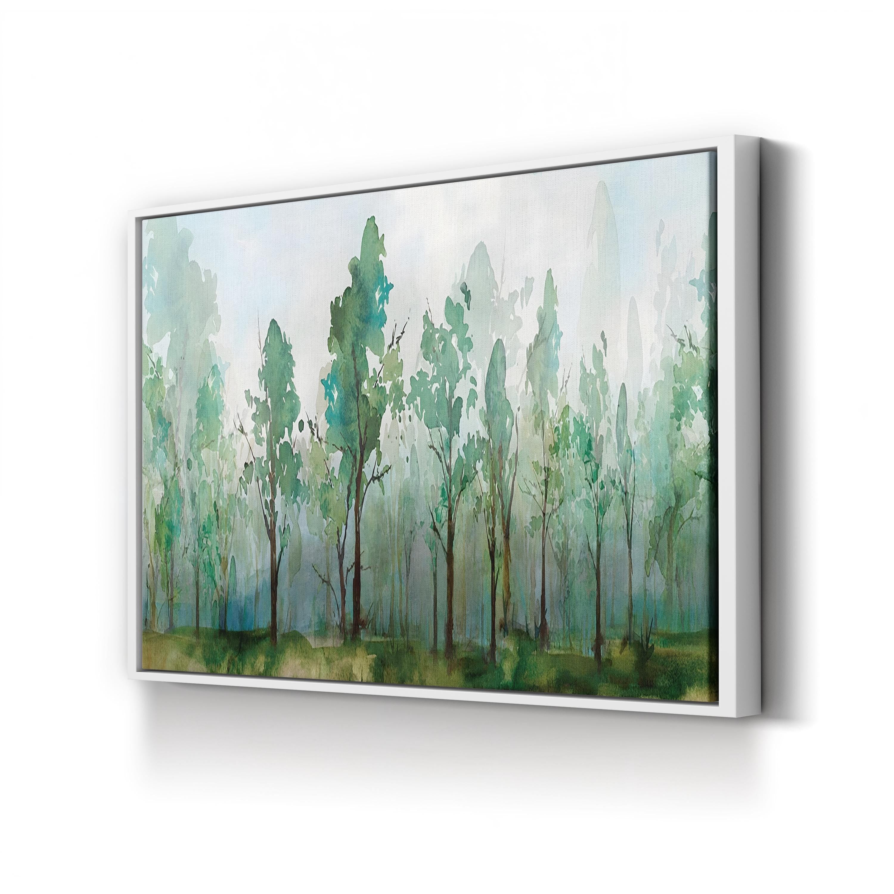 Faded Green Abstract Canvas Wall Art – Minimalist Forest Landscape by Isabelle Z