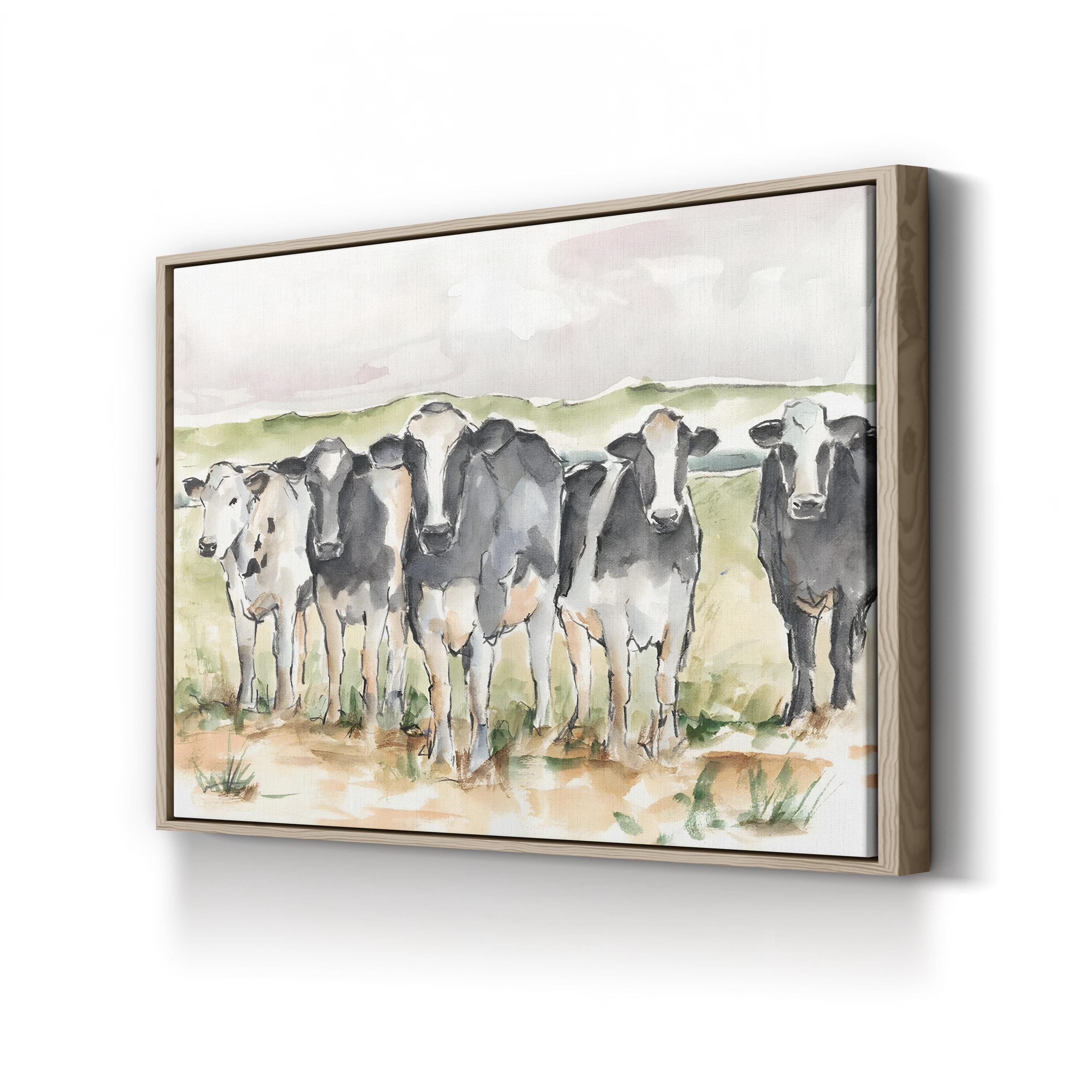 Watercolor Pasture Cow – Period Illustration Wall Art | Farmhouse Canvas Print