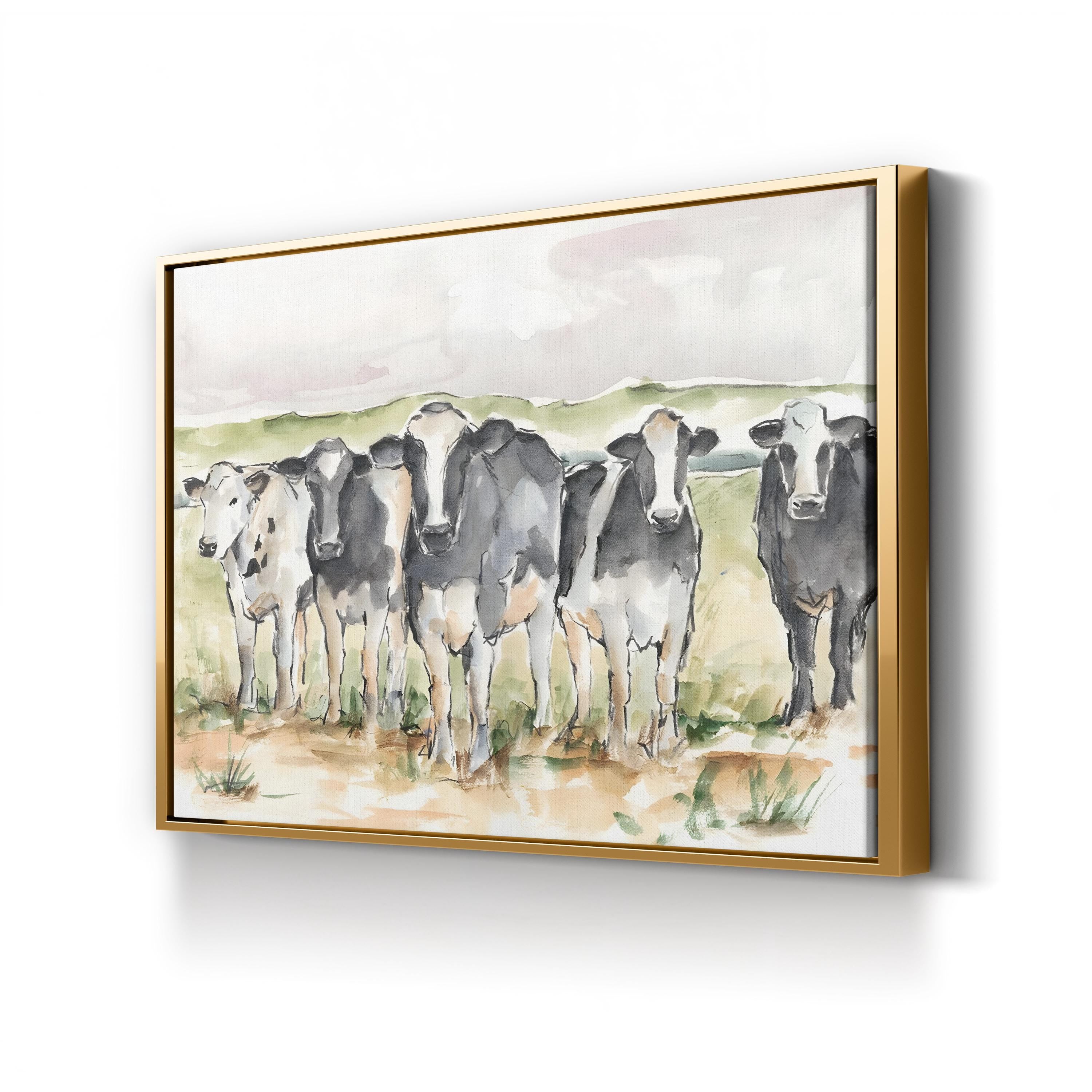 Watercolor Pasture Cow – Period Illustration Wall Art | Farmhouse Canvas Print