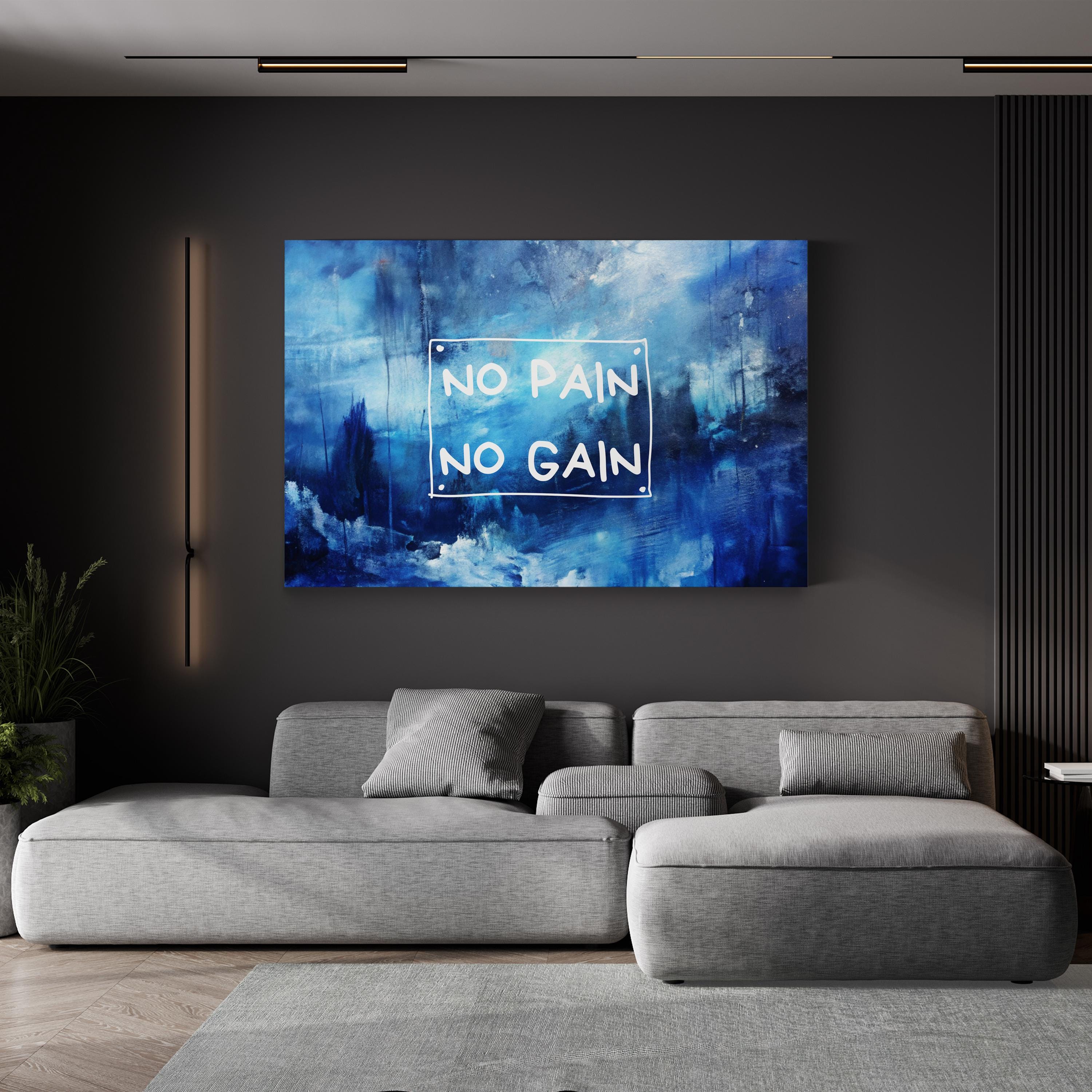No Pain No Gain Motivational Canvas Print | Modern Fitness Quote Wall Art
