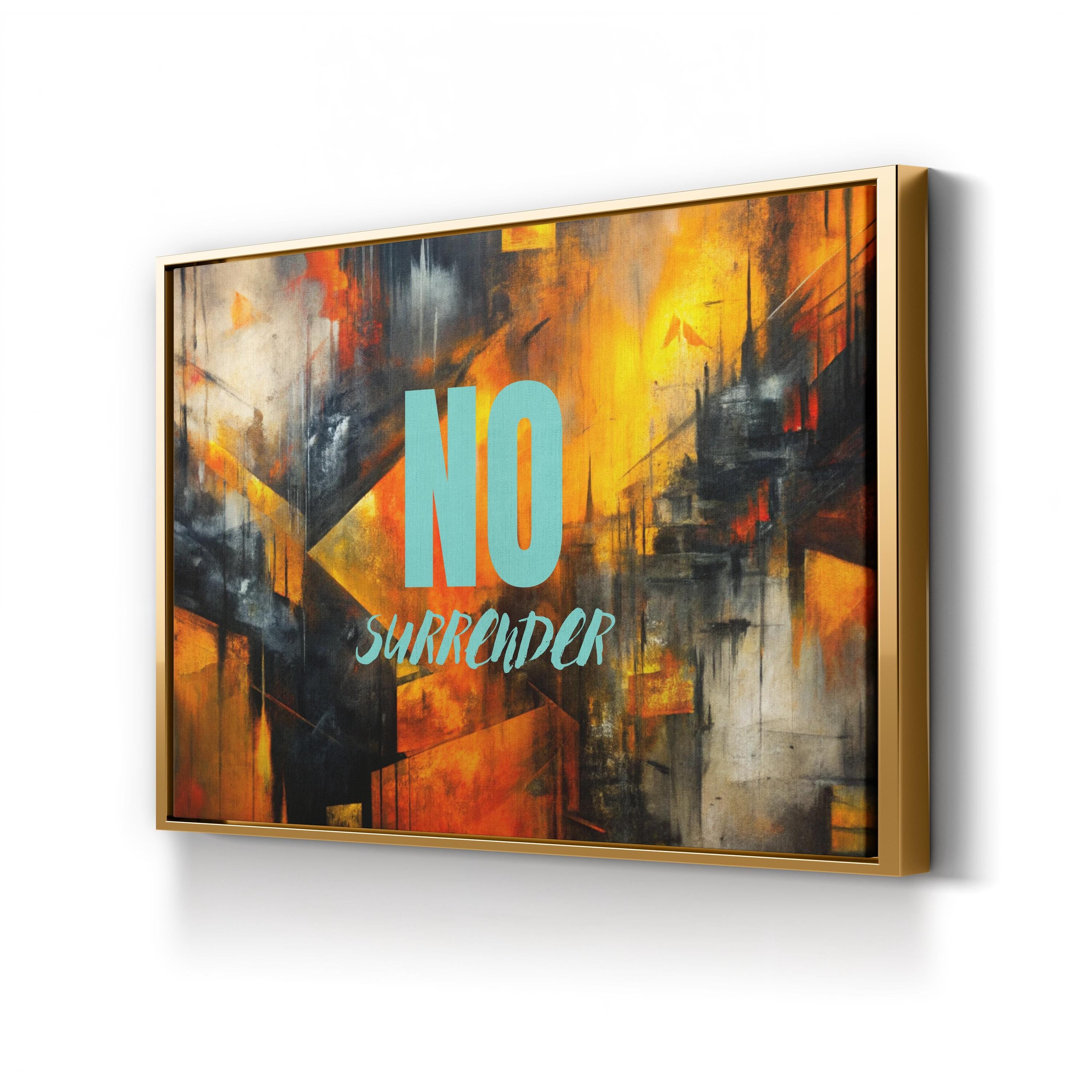 No Surrender Motivational Canvas Art | Modern Geometric Typography Wall Art