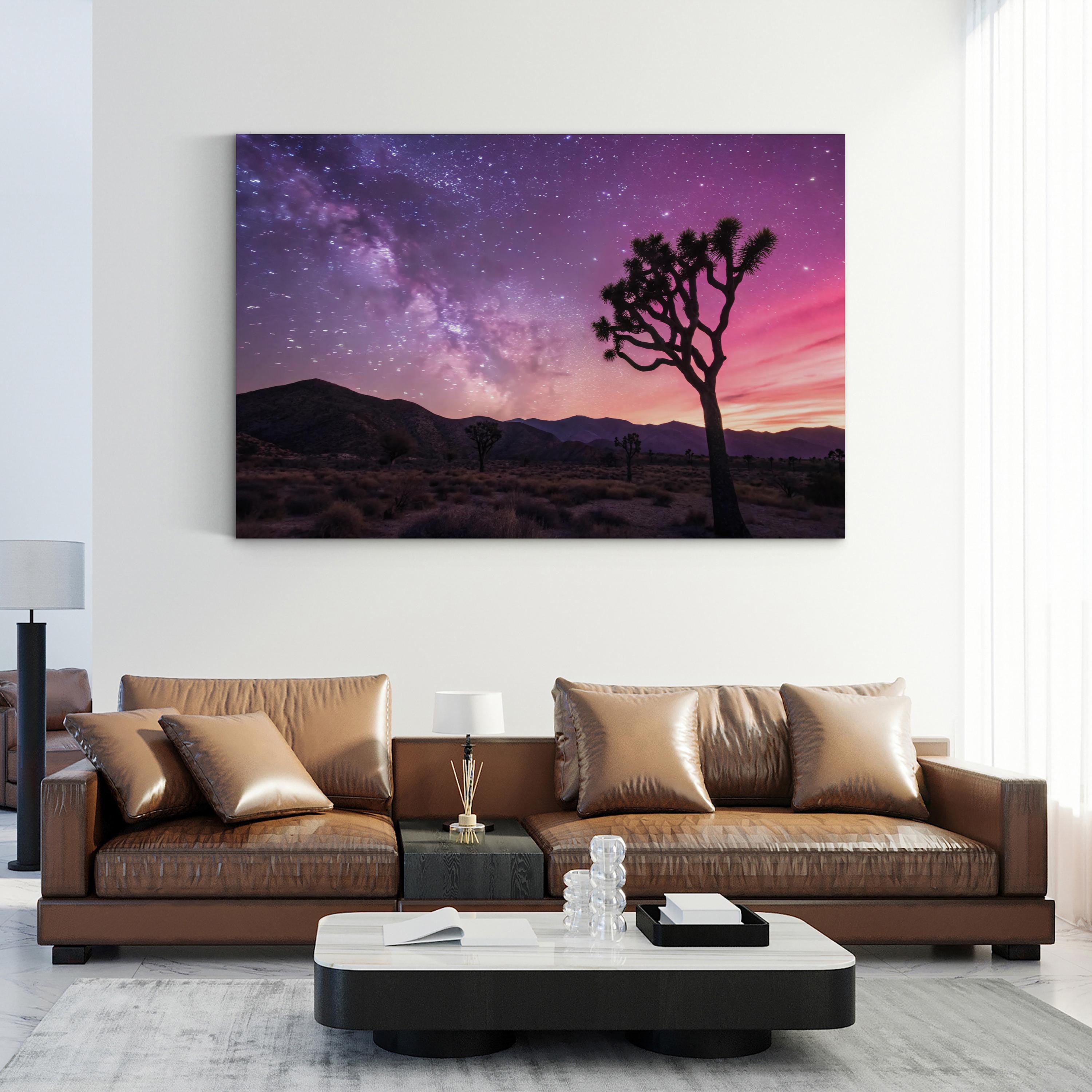 Northern Lights Joshua Tree – Vintage Photography Wall Art | Desert Night Canvas Print