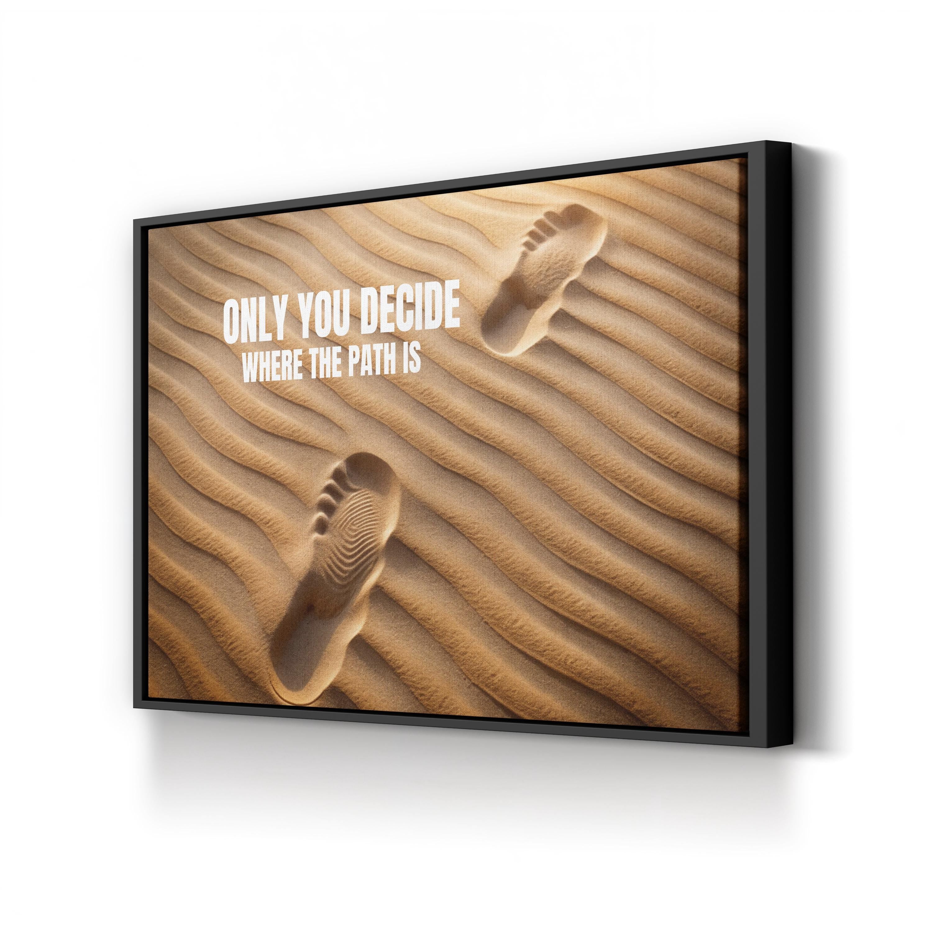 Footprints in Sand Motivational Canvas Print |  Desert Typography Wall Art