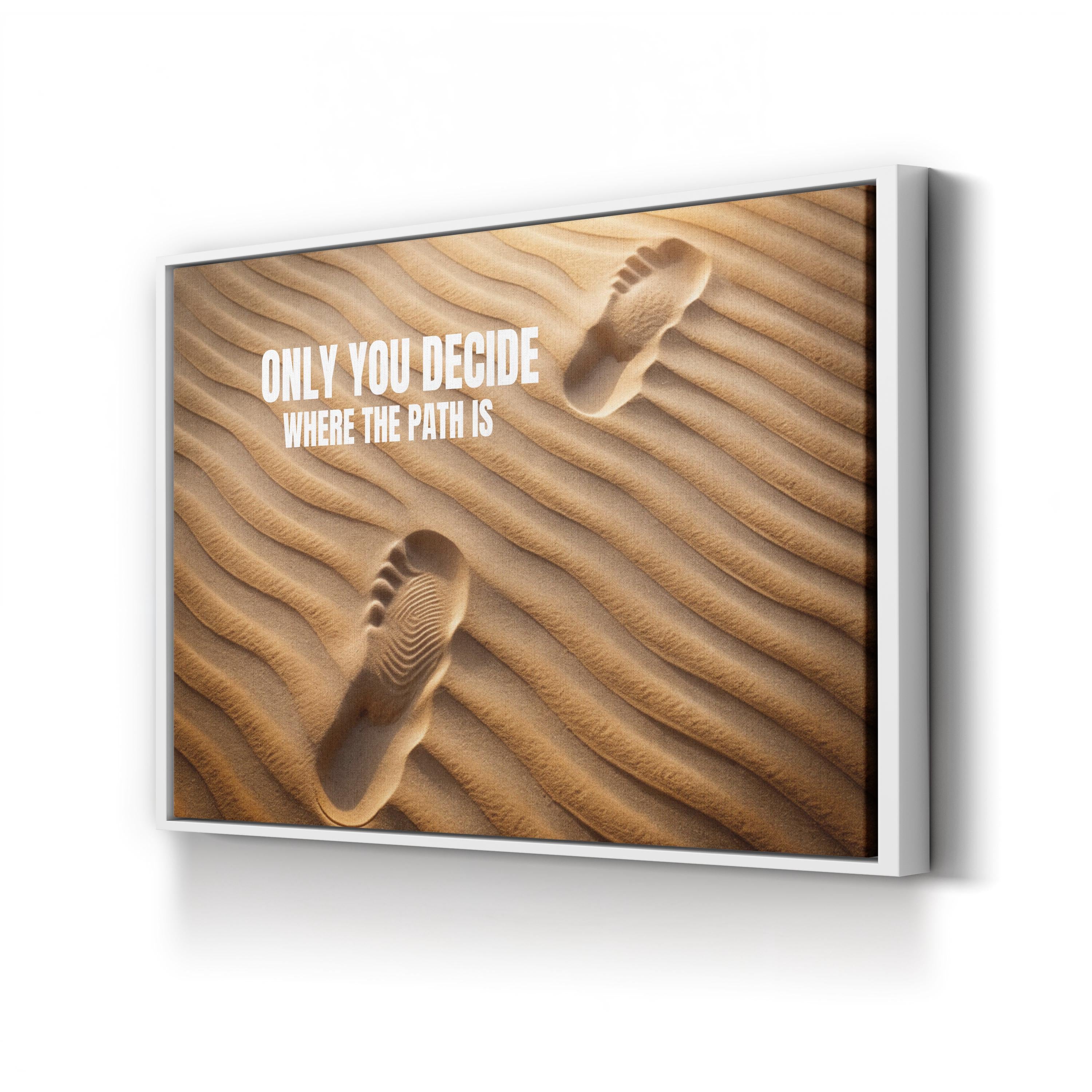 Footprints in Sand Motivational Canvas Print |  Desert Typography Wall Art