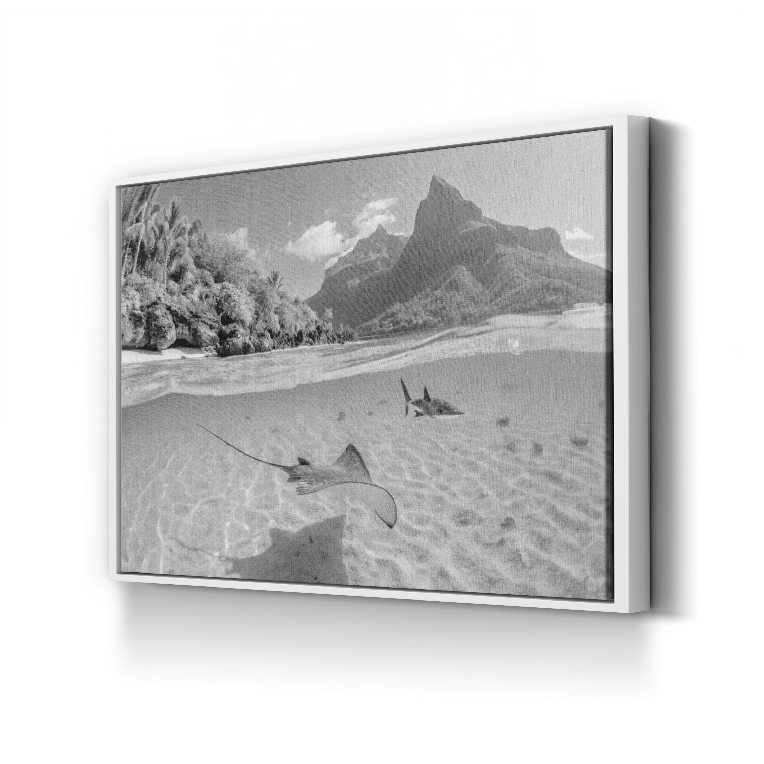 Tahiti Ocean – Vintage Photography Wall Art | Black & White Coastal Canvas Print