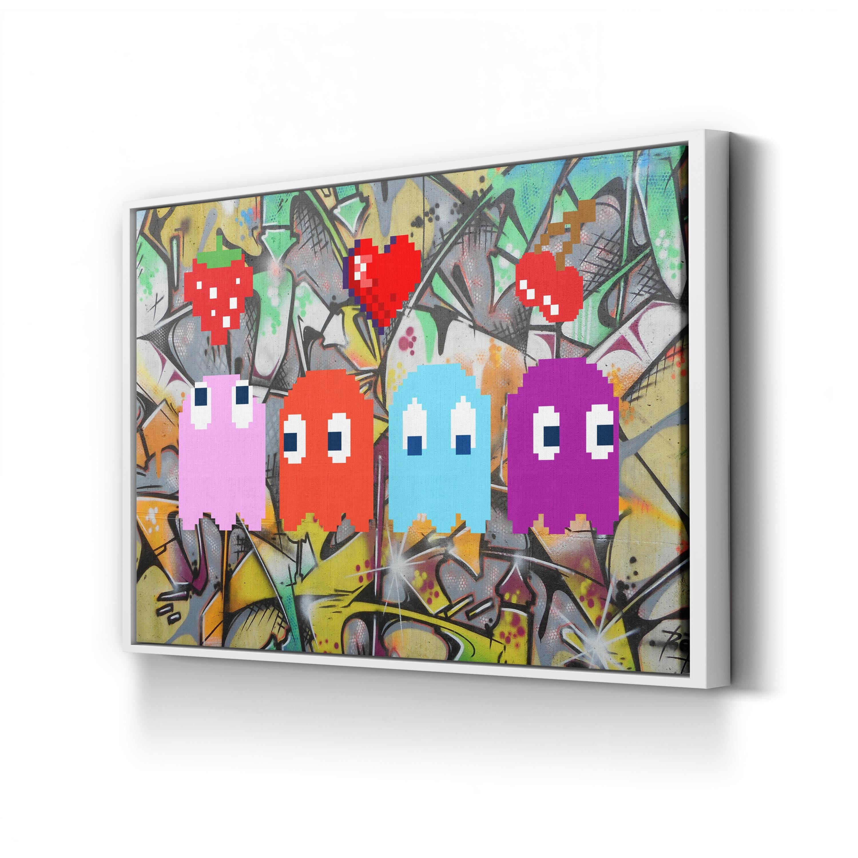 Pac-Man Graffiti Canvas Print | Retro Gaming Pixel Art Wall Art