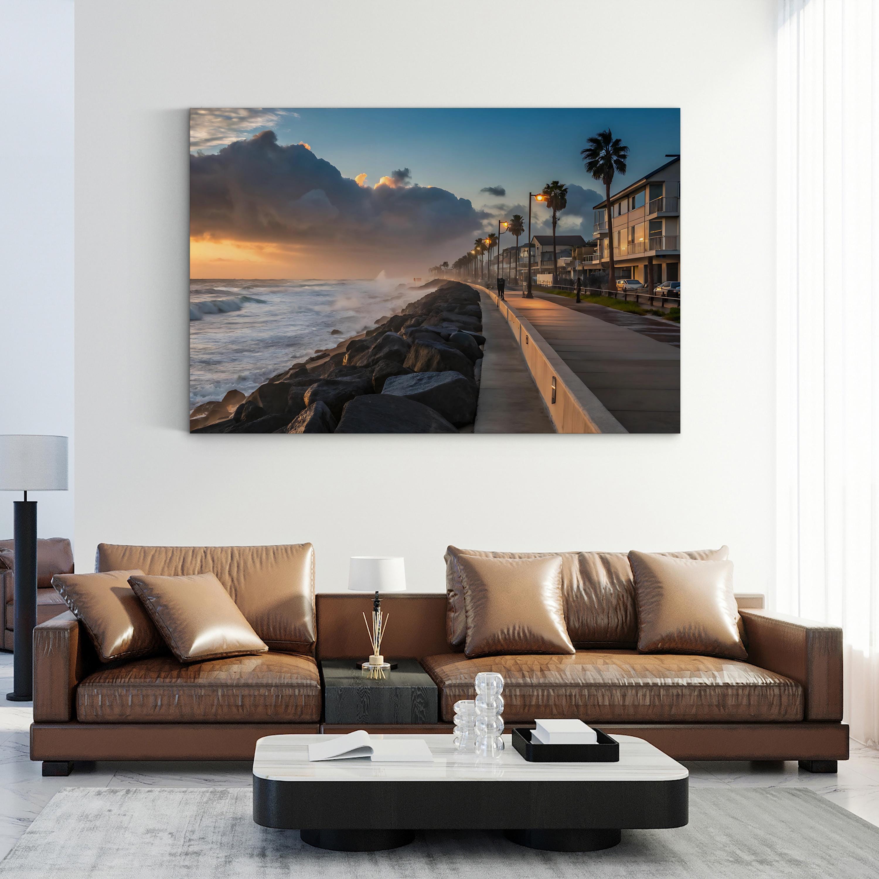 Soft Pastel Sunrise Canvas Art Print: Abstract Coastal Morning Landscape
