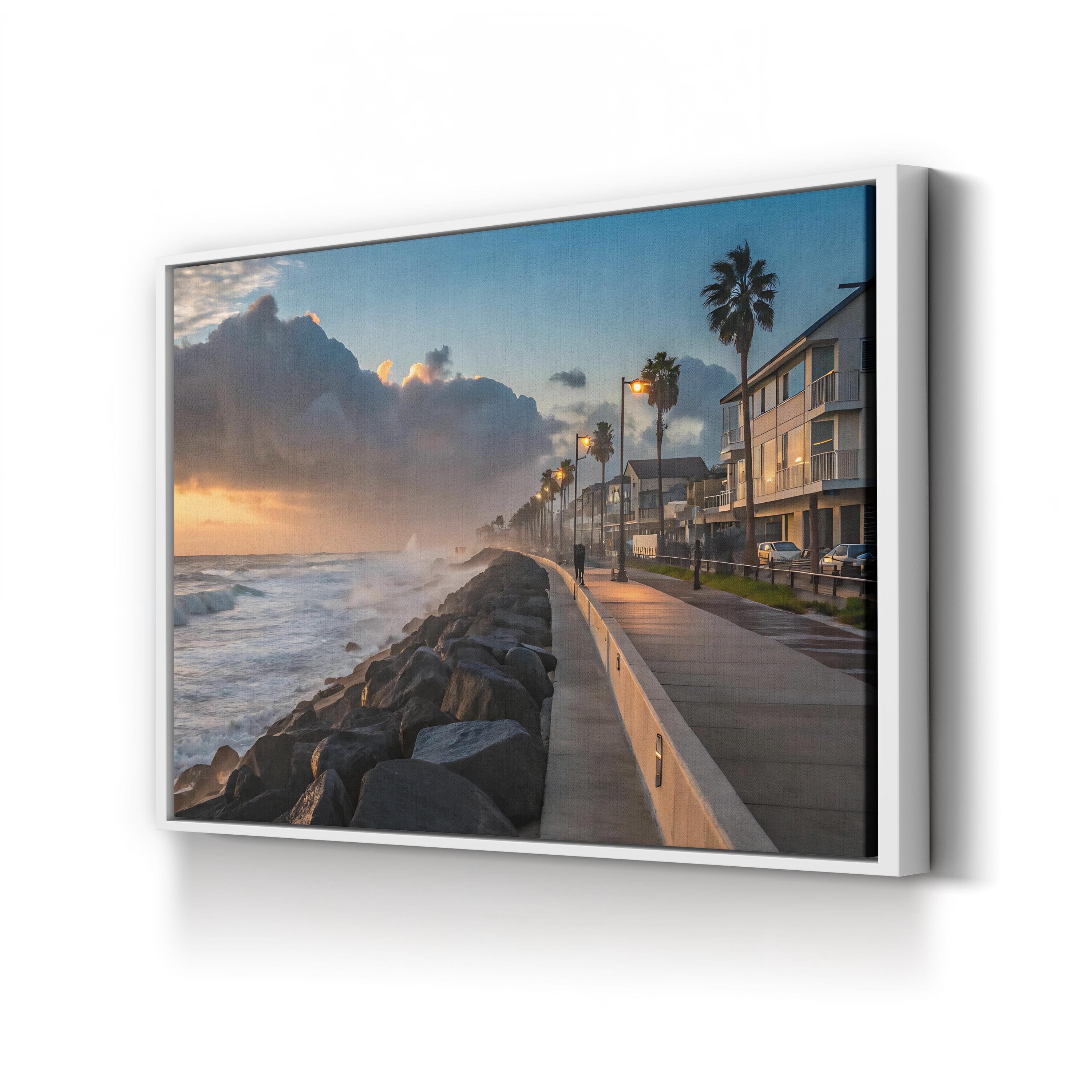 Soft Pastel Sunrise Canvas Art Print: Abstract Coastal Morning Landscape