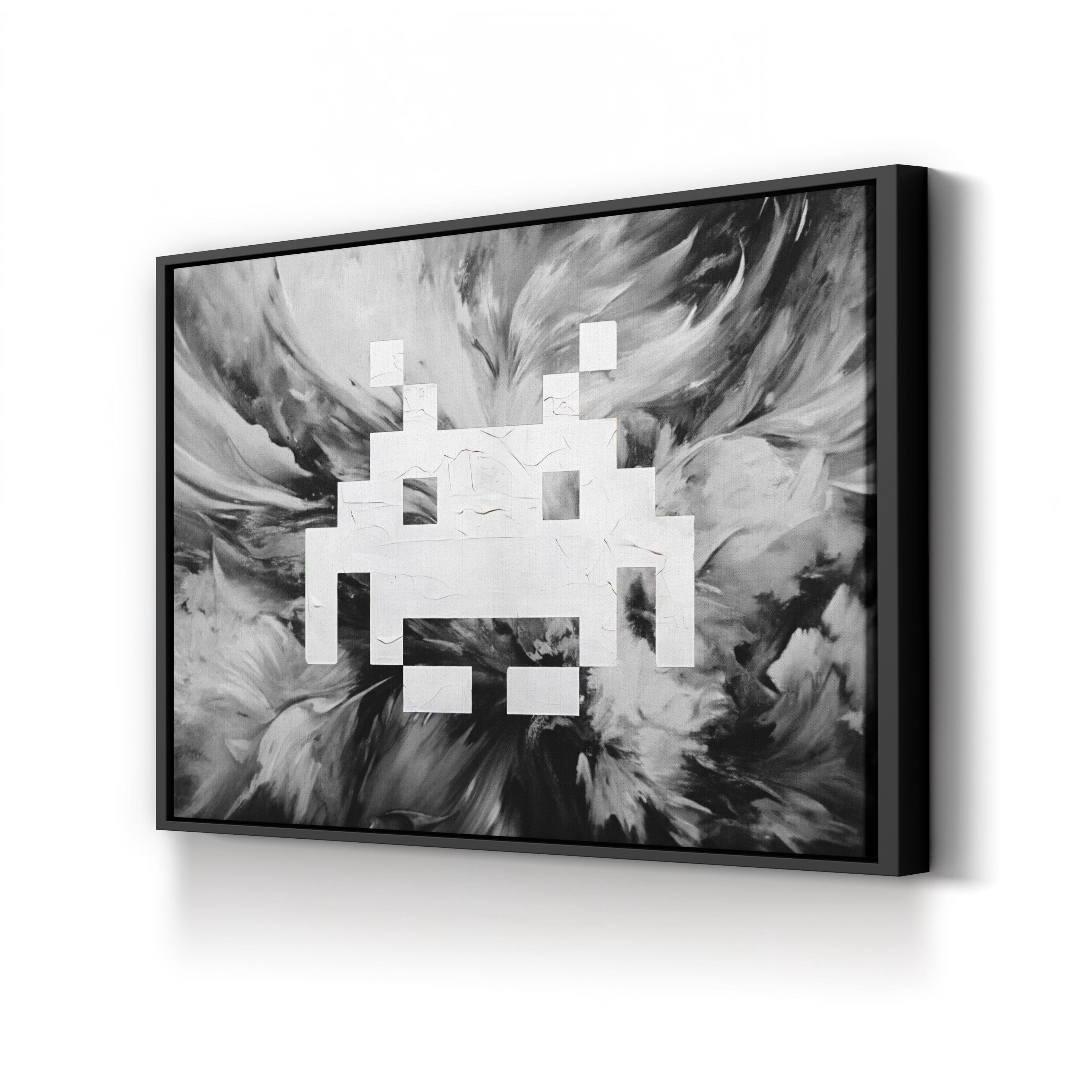 Painted Space Invader Wall Art | Retro Pixel Graffiti Canvas
