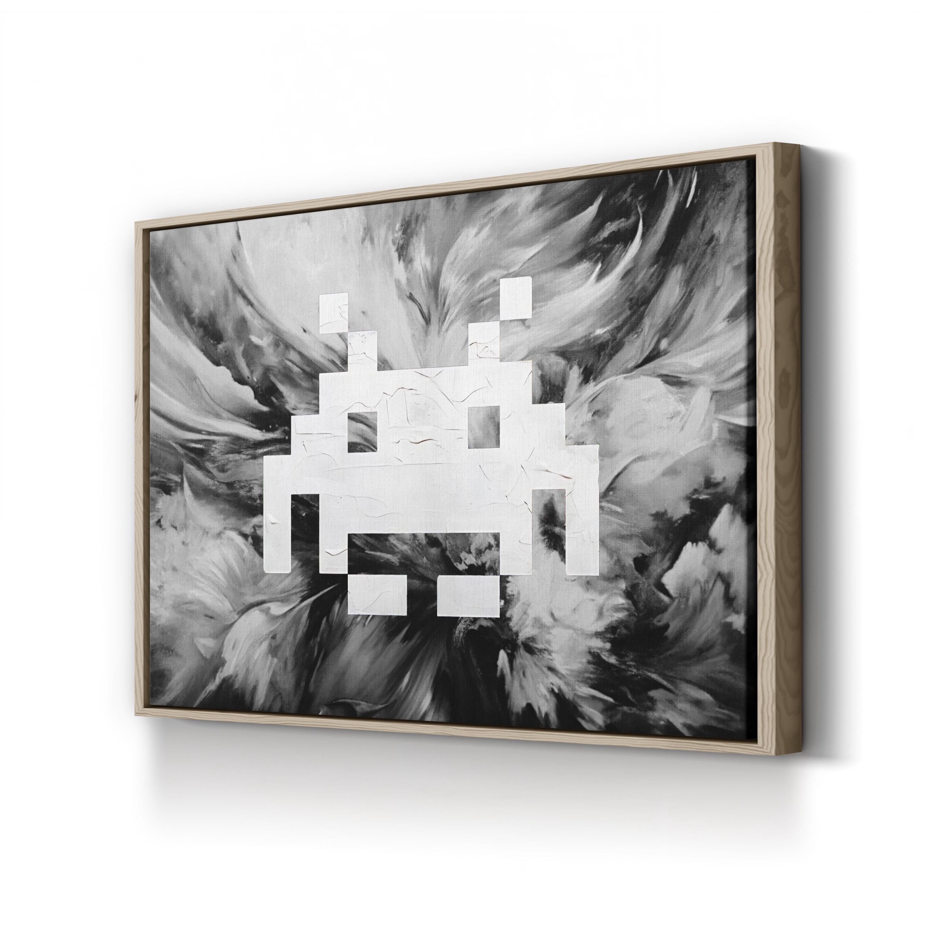 Painted Space Invader Wall Art | Retro Pixel Graffiti Canvas