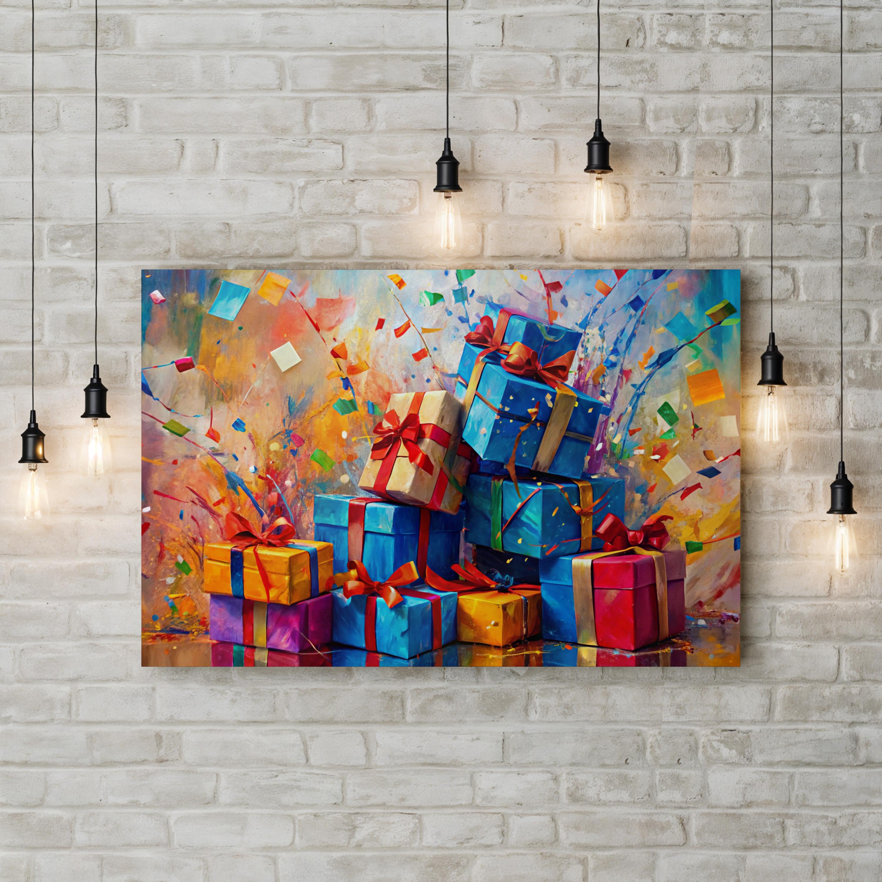 Festive Presents Canvas Print – Colorful Holiday Gift Wall Art