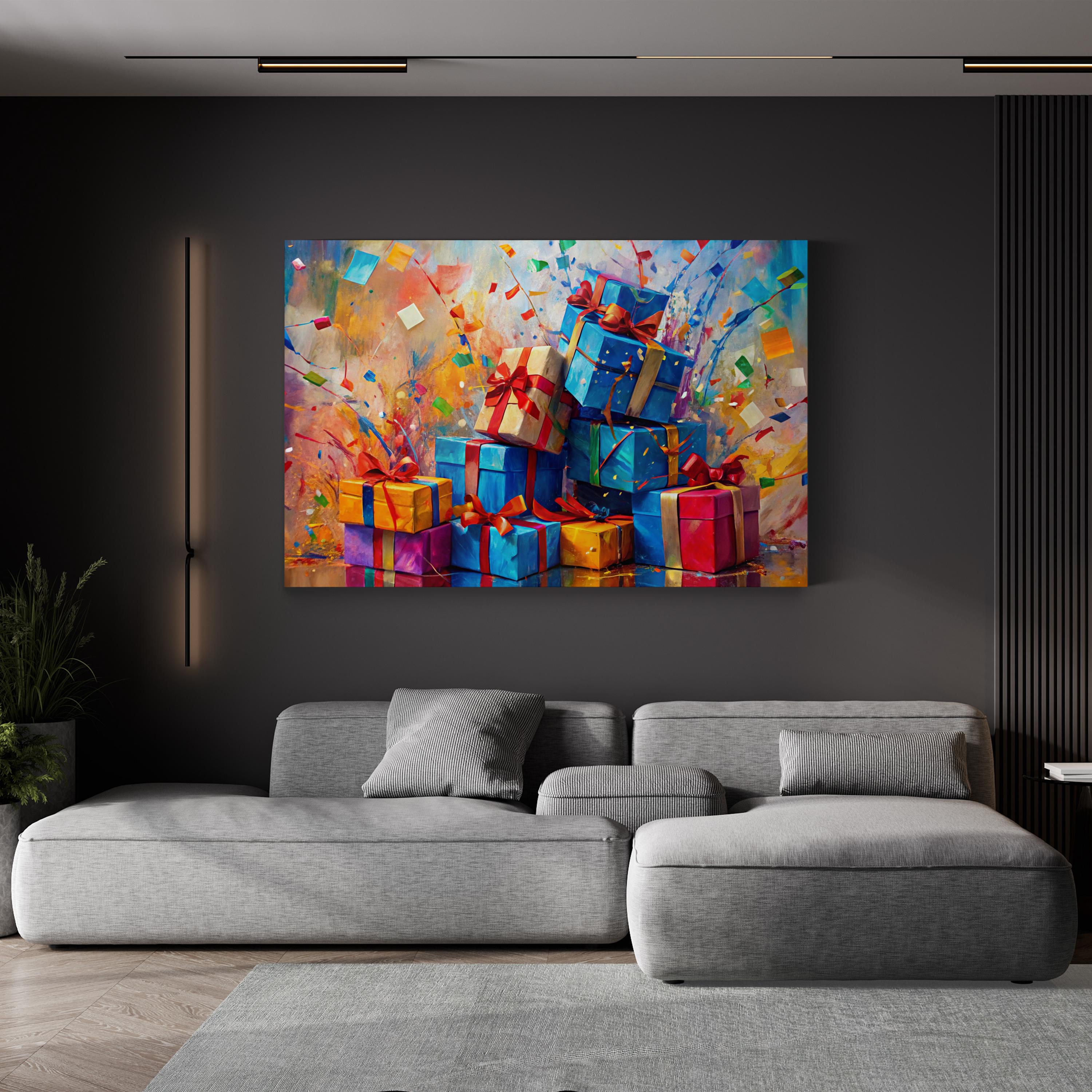 Festive Presents Canvas Print – Colorful Holiday Gift Wall Art