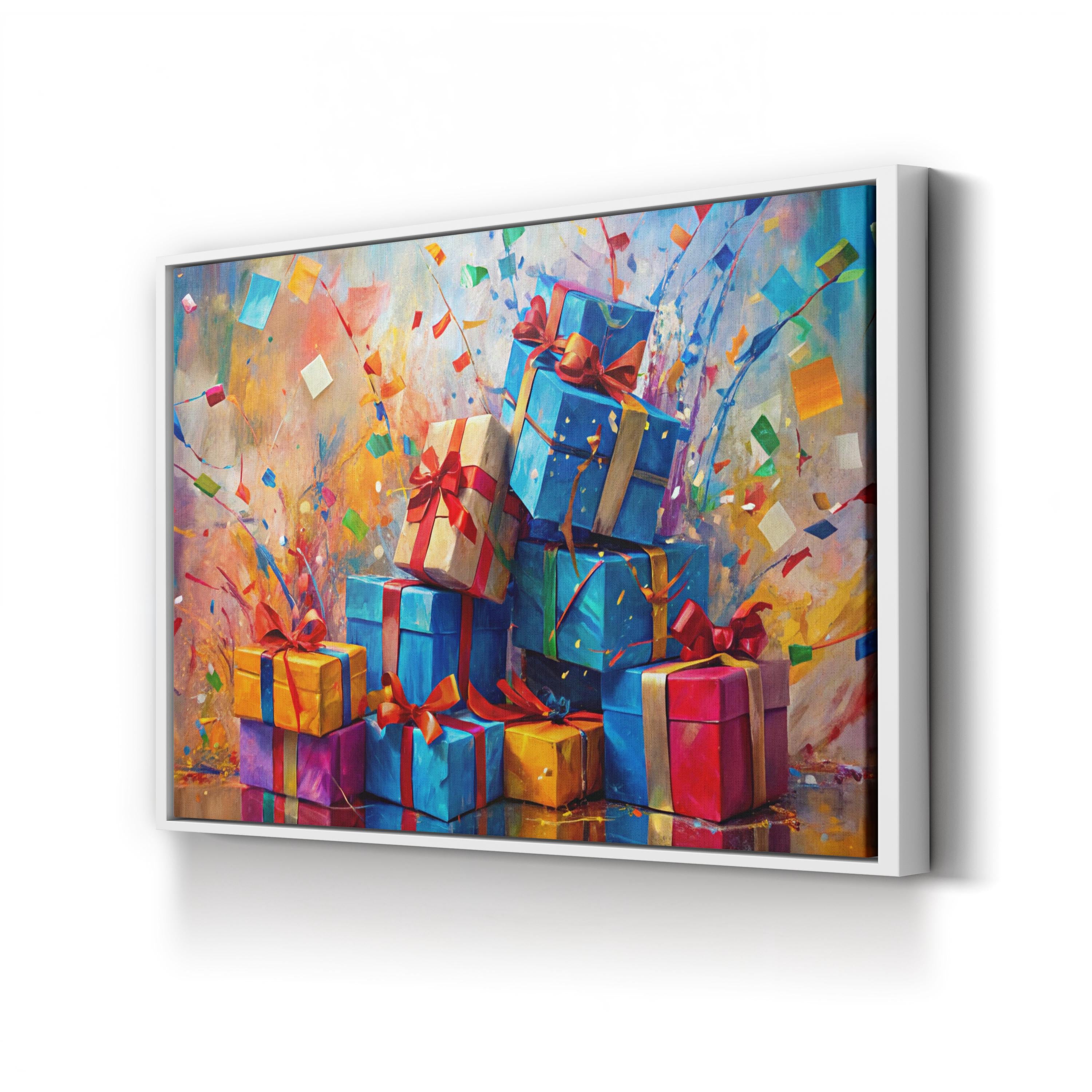Festive Presents Canvas Print – Colorful Holiday Gift Wall Art