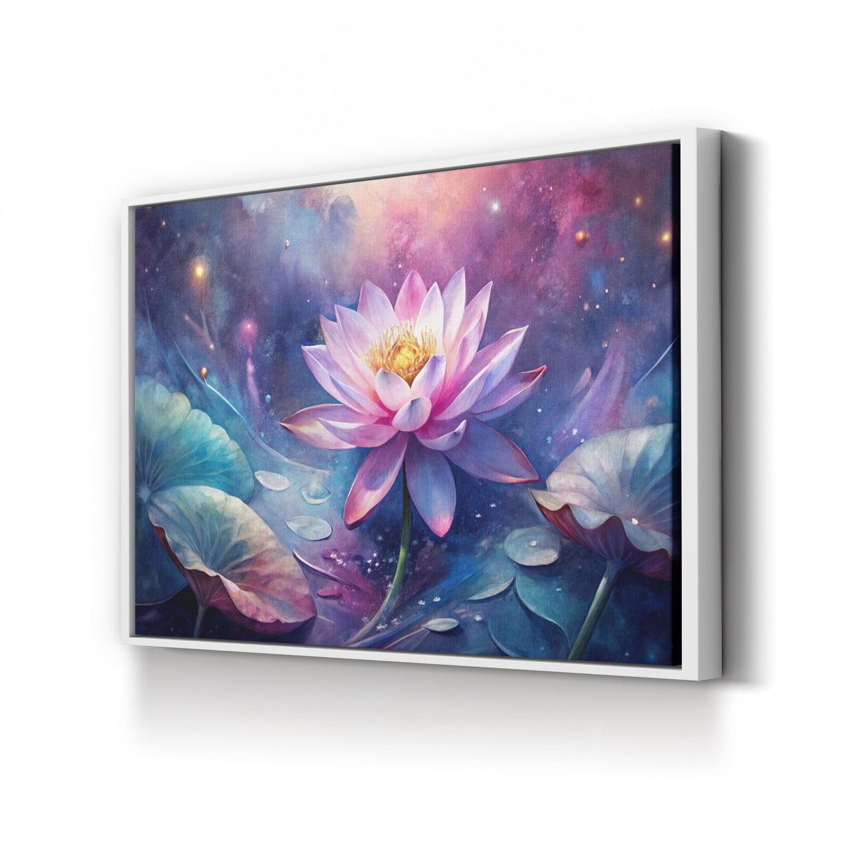 Tranquil Lotus Bloom canvas print in white framed canvas