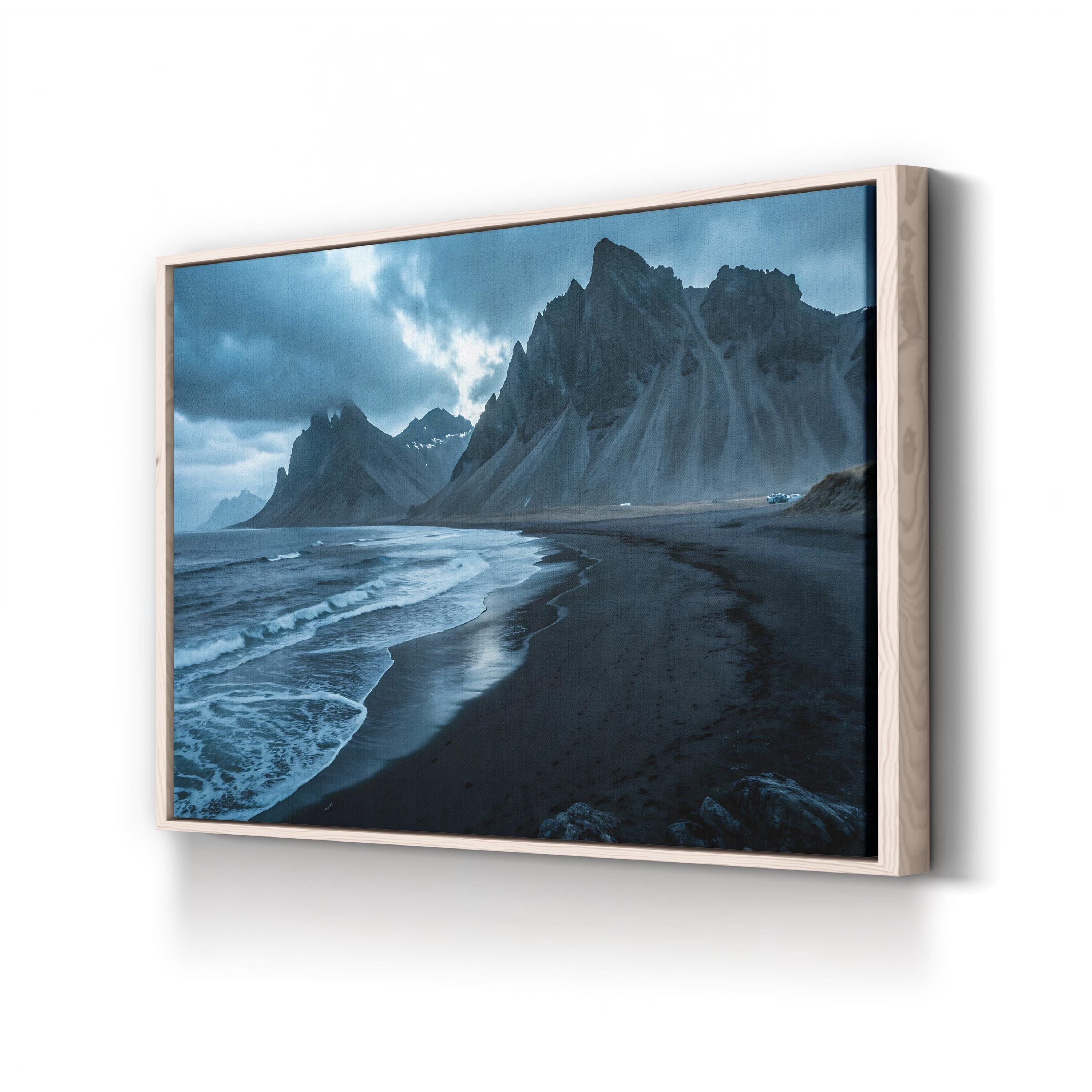 Iceland Black Sand Beach Canvas Art: Peaceful Coastal Landscape, Nautical Home Decor