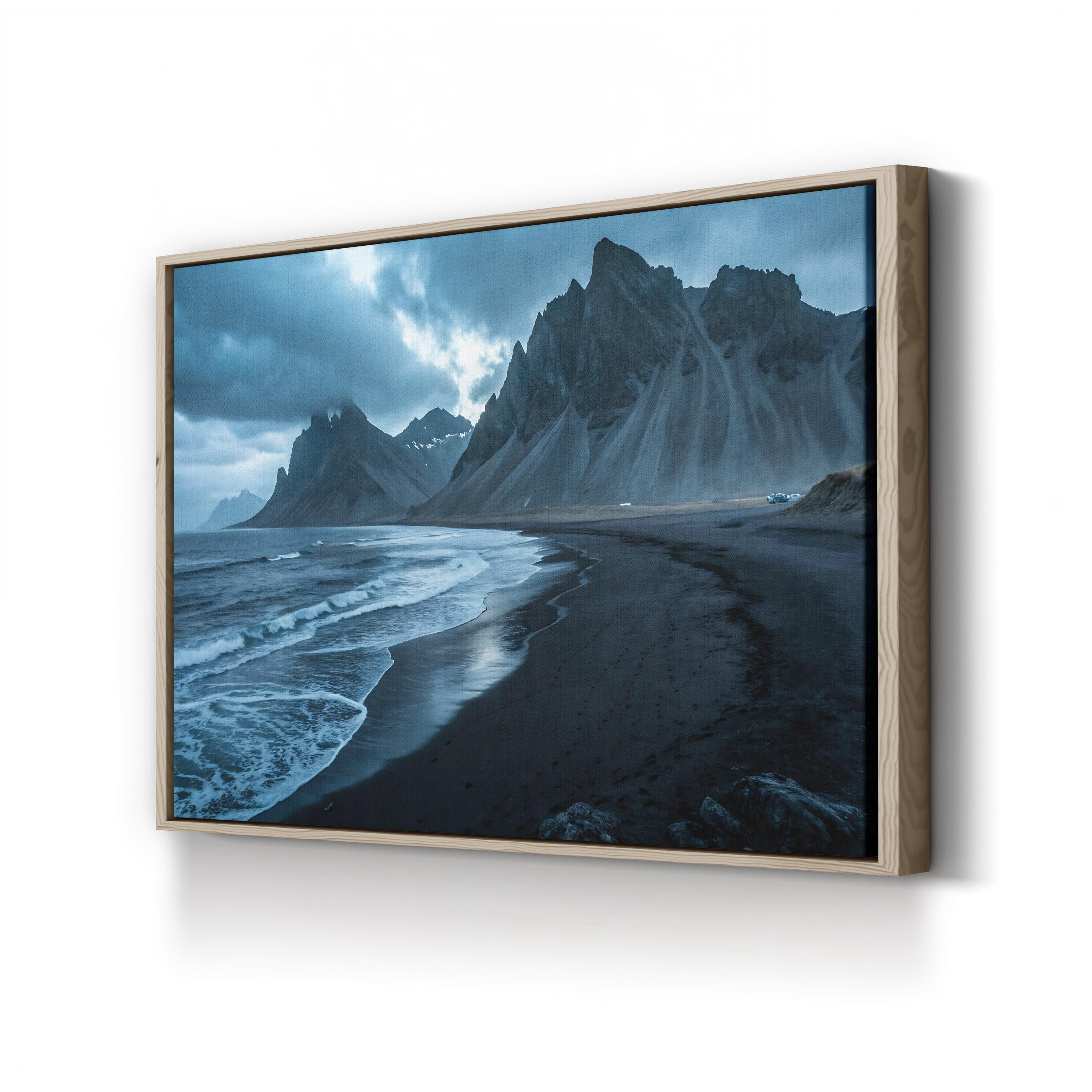 Iceland Black Sand Beach Canvas Art: Peaceful Coastal Landscape, Nautical Home Decor