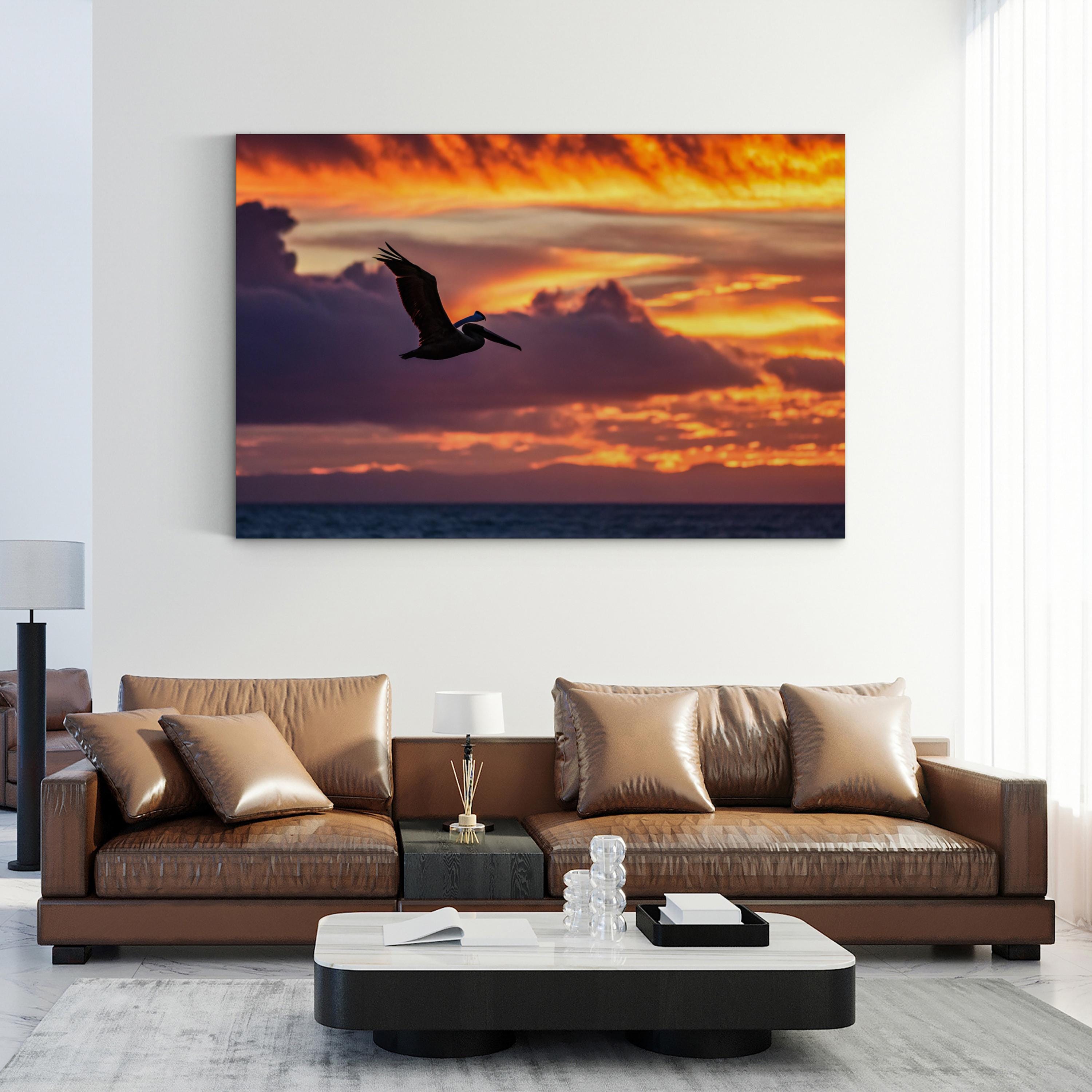 Pelican Dive Wall Art | Coastal Wildlife Photography Canvas Print
