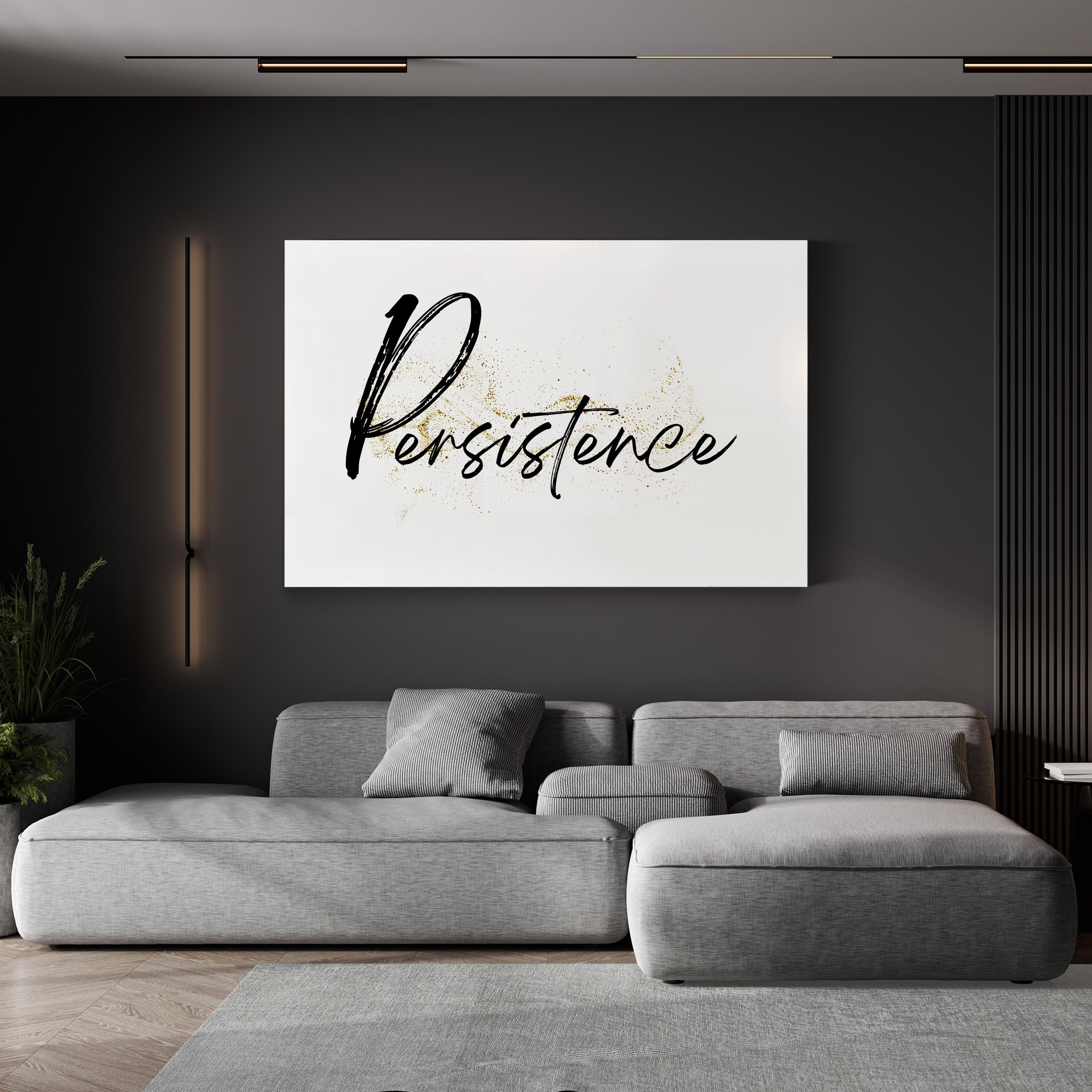Persistence: Elegant Gold Typography Motivational Wall Art