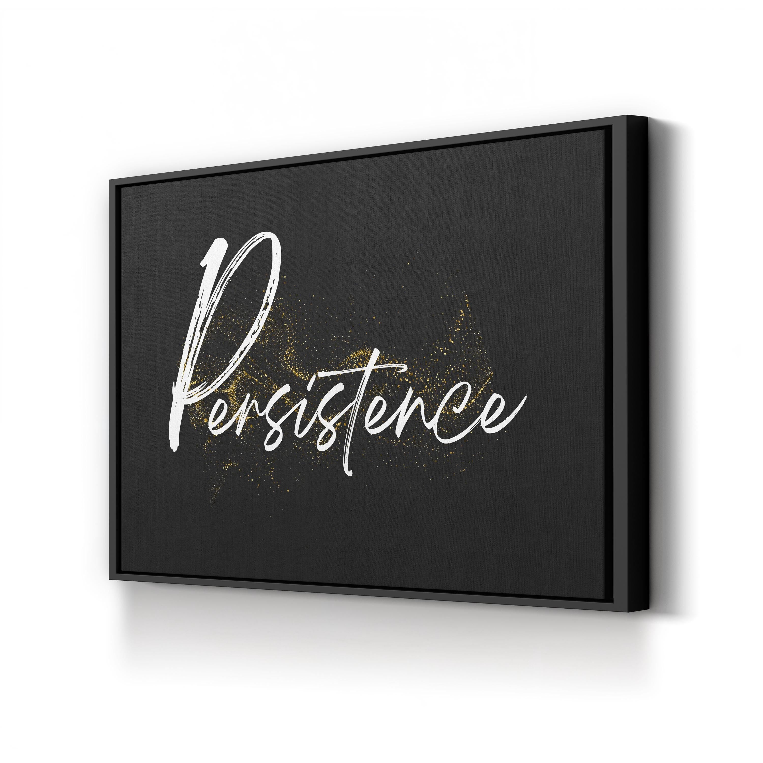 Persistence Elegant Gold Typography Wall Art | Contemporary Motivational Script Canvas Print