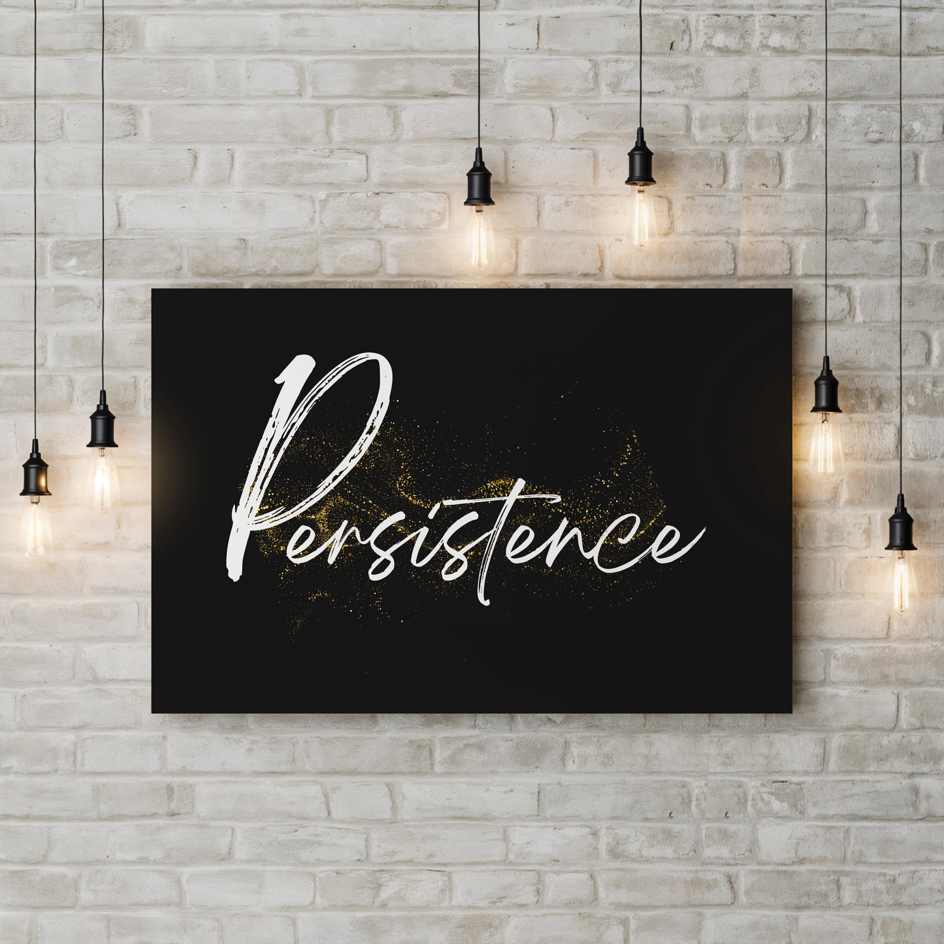 Persistence Elegant Gold Typography Wall Art | Contemporary Motivational Script Canvas Print