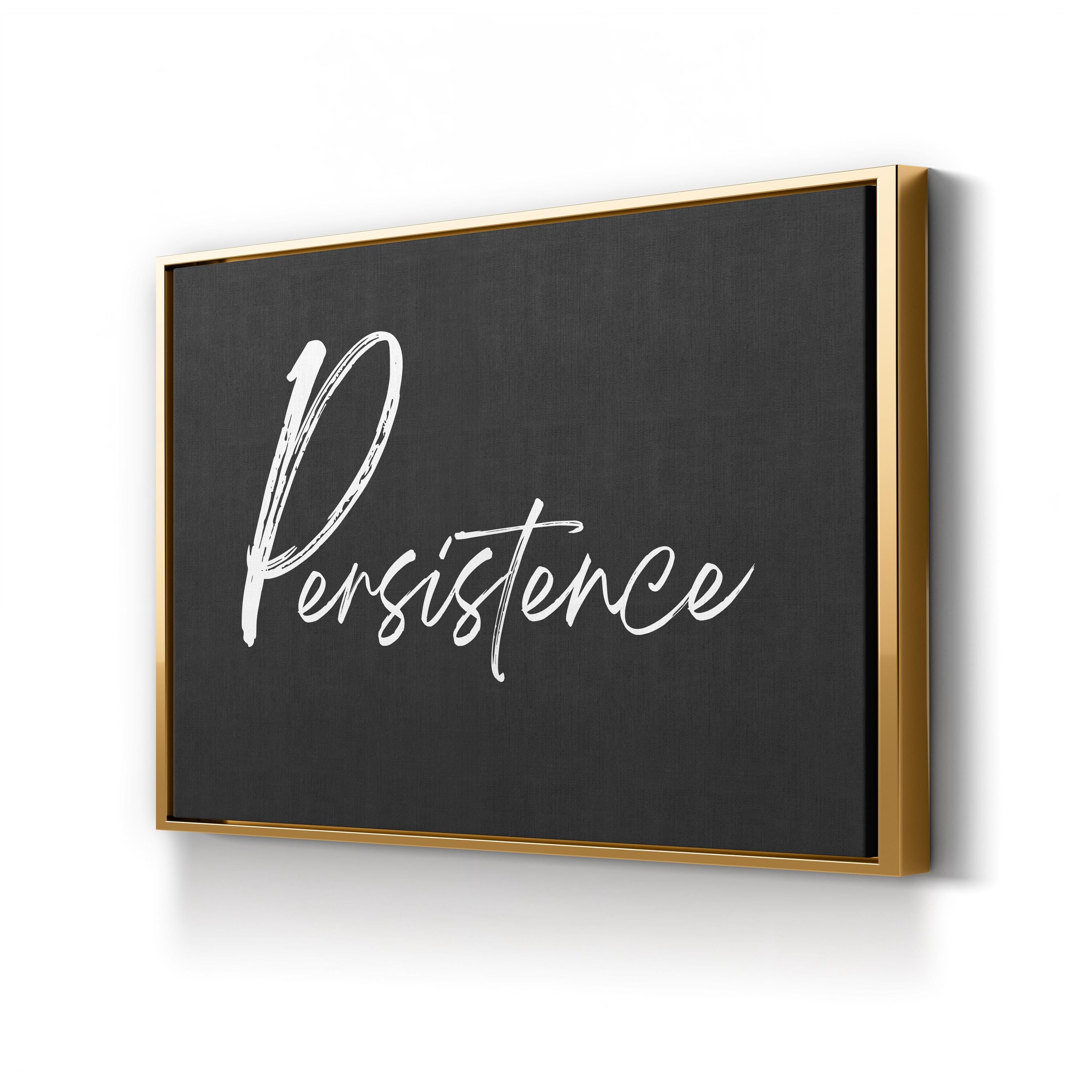 Persistence Silver Script Typography – Typographic Wall Art | Motivational Canvas Print
