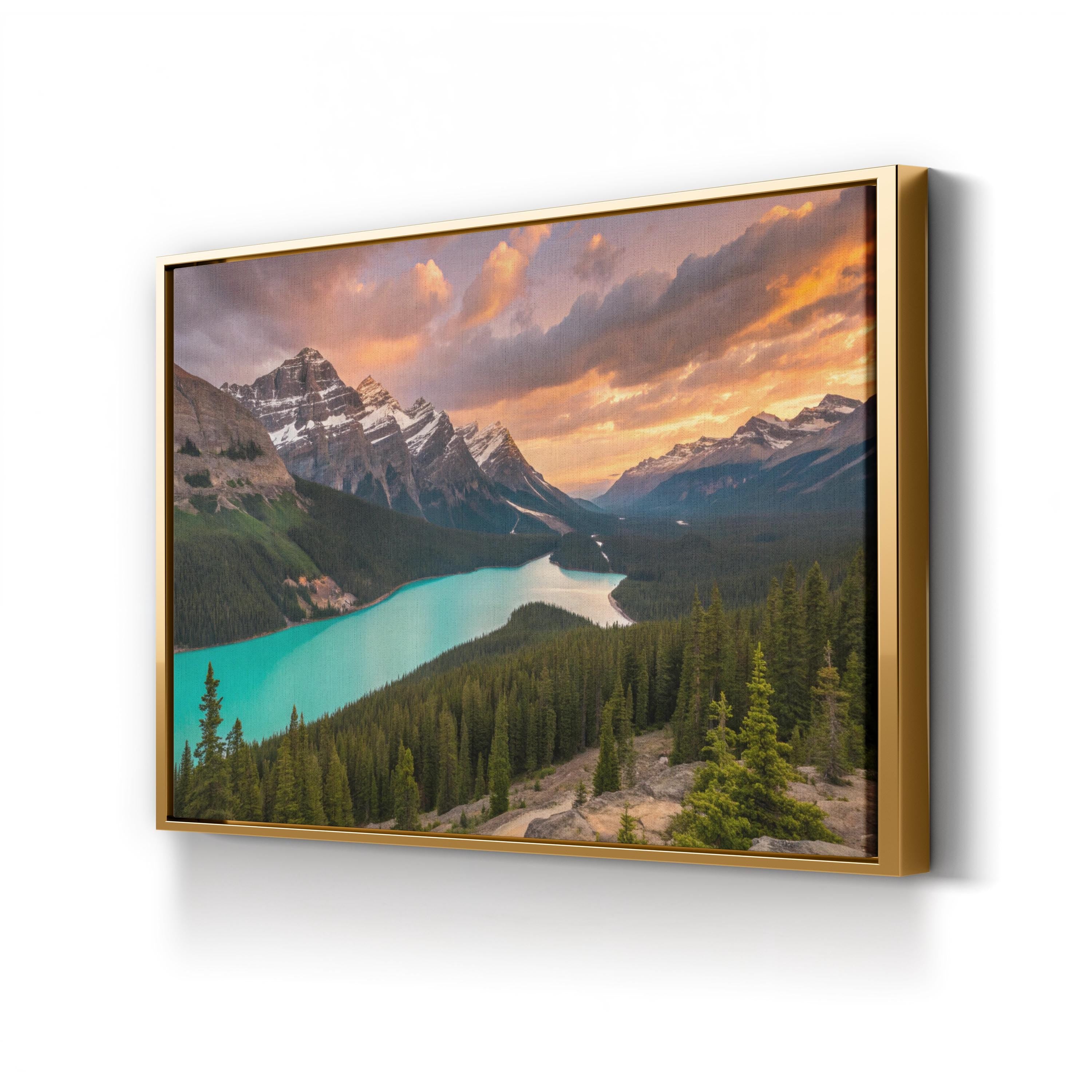 Peyto Lake Sunset, Alberta – Vintage Photography Wall Art | Mountain Landscape Canvas Print