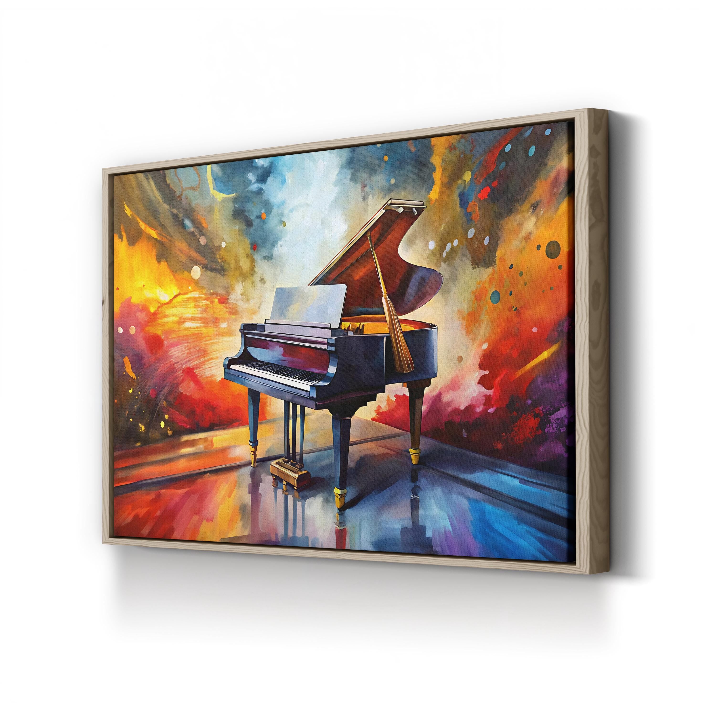 Piano Carnival Abstract – Period Illustration Wall Art | Colorful Music Canvas Print